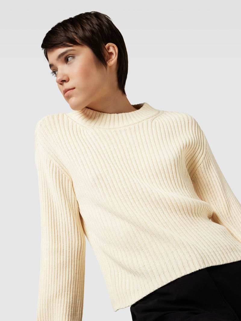 Strickpullover in Ripp-Optik Modell 'HILDE' in beige