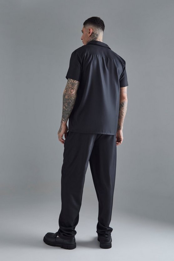 Tall kurzärmliges smartes Twill-Hemd & Hose