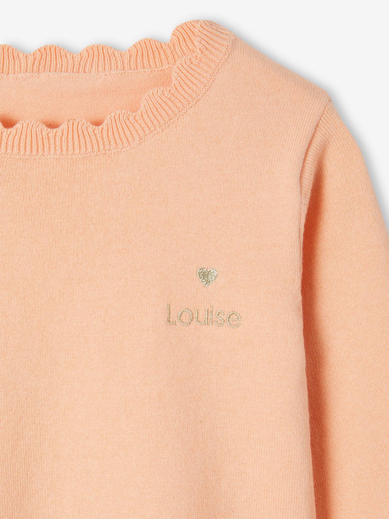 Vertbaudet Personalisierbarer Mädchen Pullover BASIC Oeko-Tex - aprikose