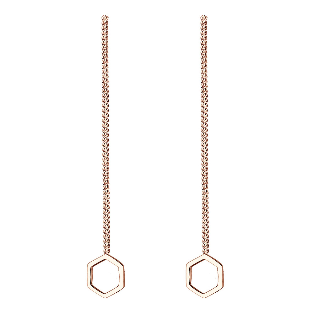 Elli Elli Boucles d'Oreilles Femme Chaîne Pendentif Hexagonal de Base en Argent Sterli Boucles d'oreilles