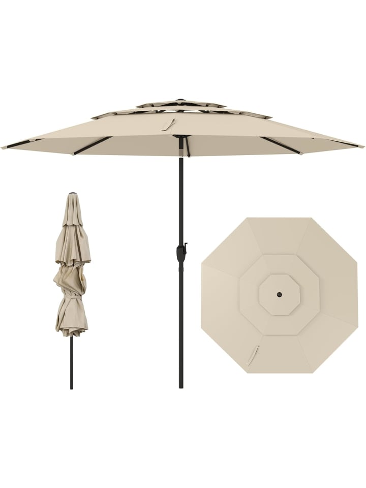 COSTWAY 300cm Sonnenschirm windfest stabil in Beige günstig kaufen onesize
