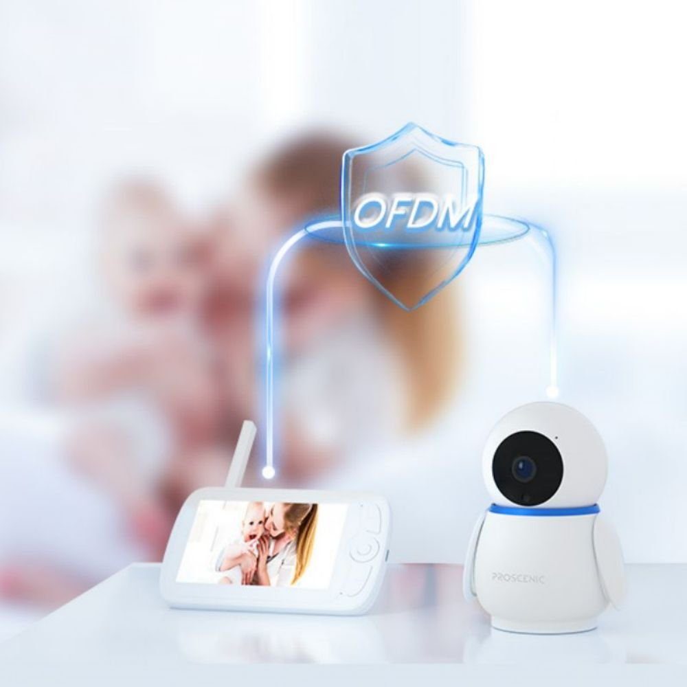 Proscenic Video-Babyphone Proscenic 300 WLAN Kamera - 1080P Nachtsicht SD- Kartenoption, Weiß