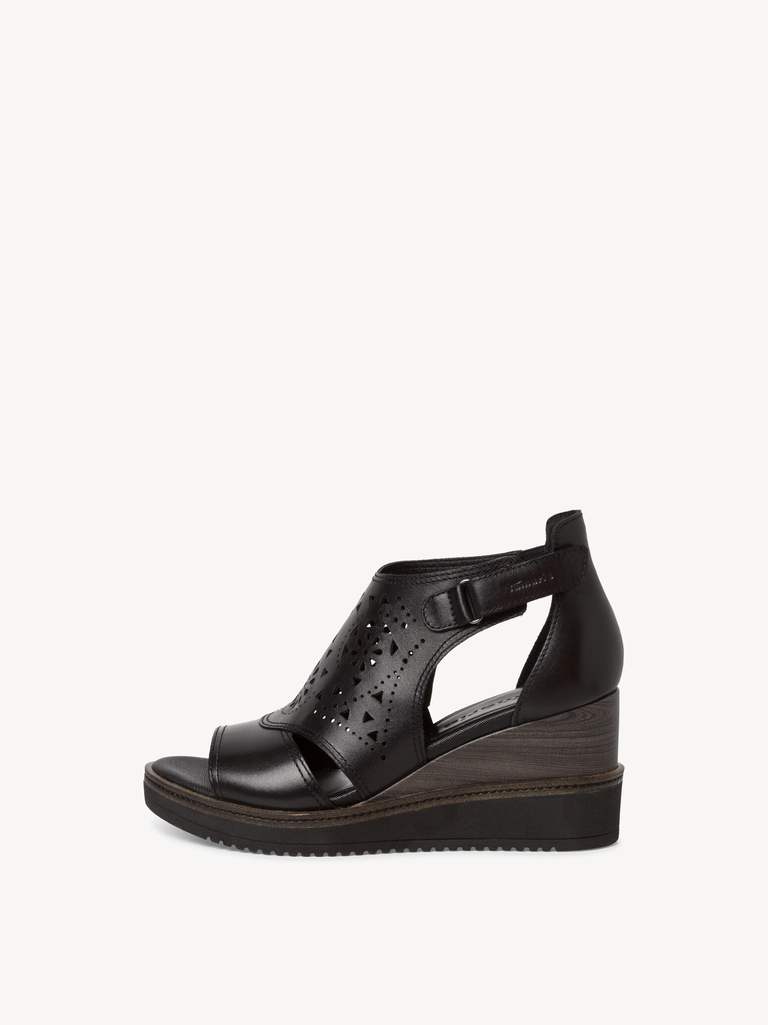 Sandale à talon en cuir - noir