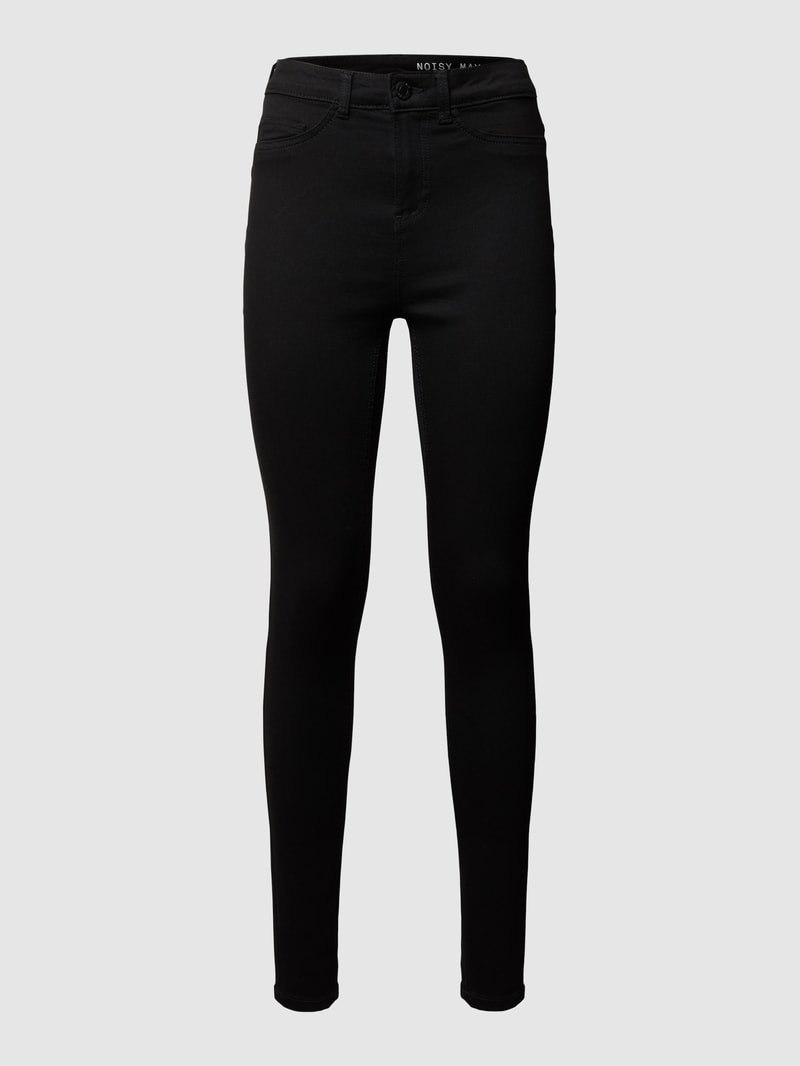 Skinny Fit Jeggings mit Label-Patch in schwarz