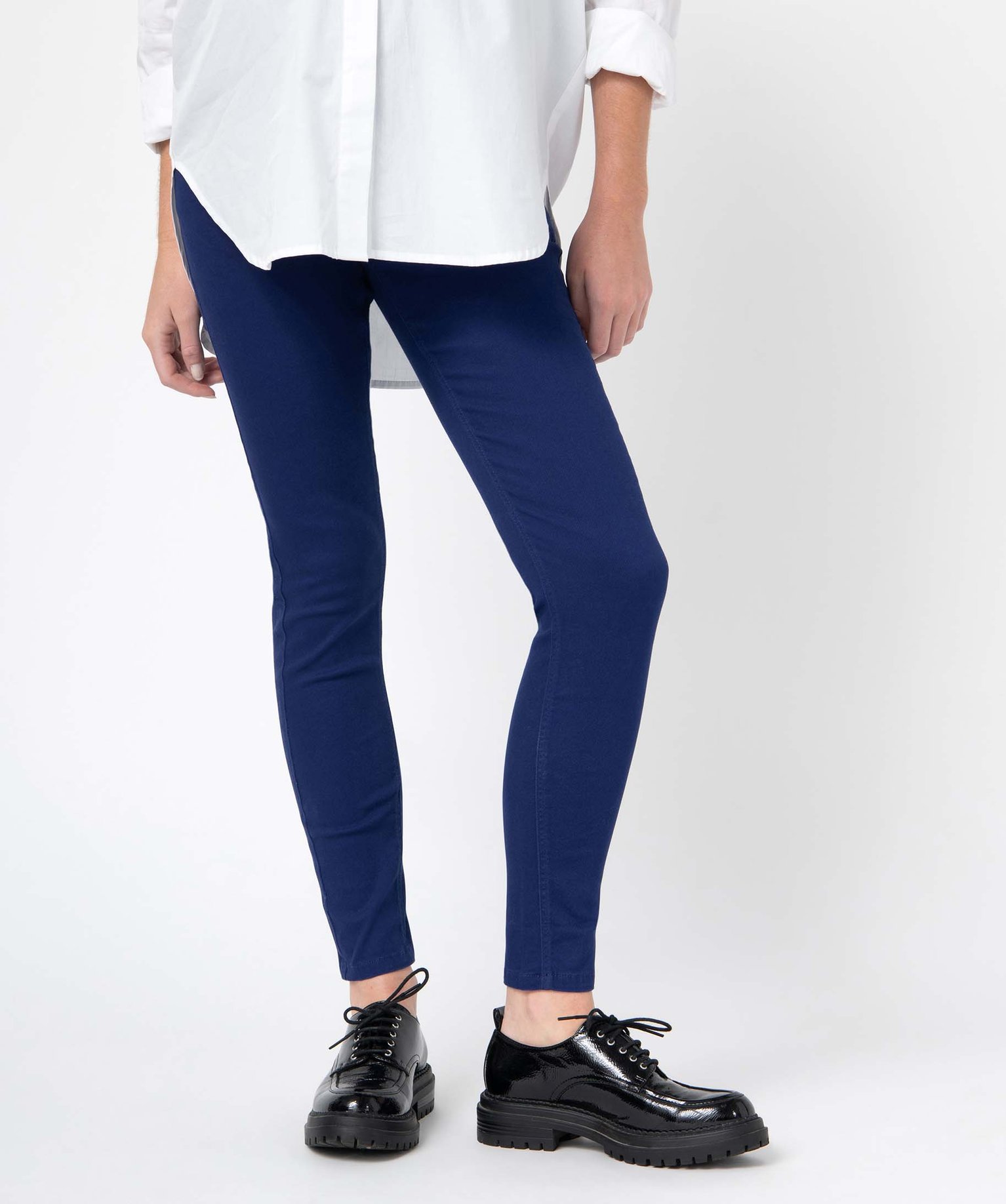 Jean de grossesse coupe Slim avec bandeau haut marine | GEMO