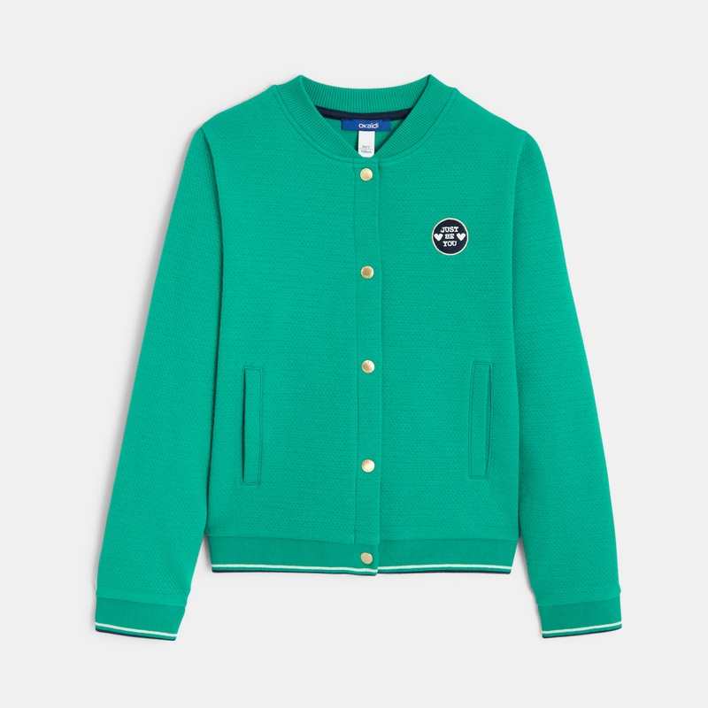 Sweat Teddy en molleton vert fille