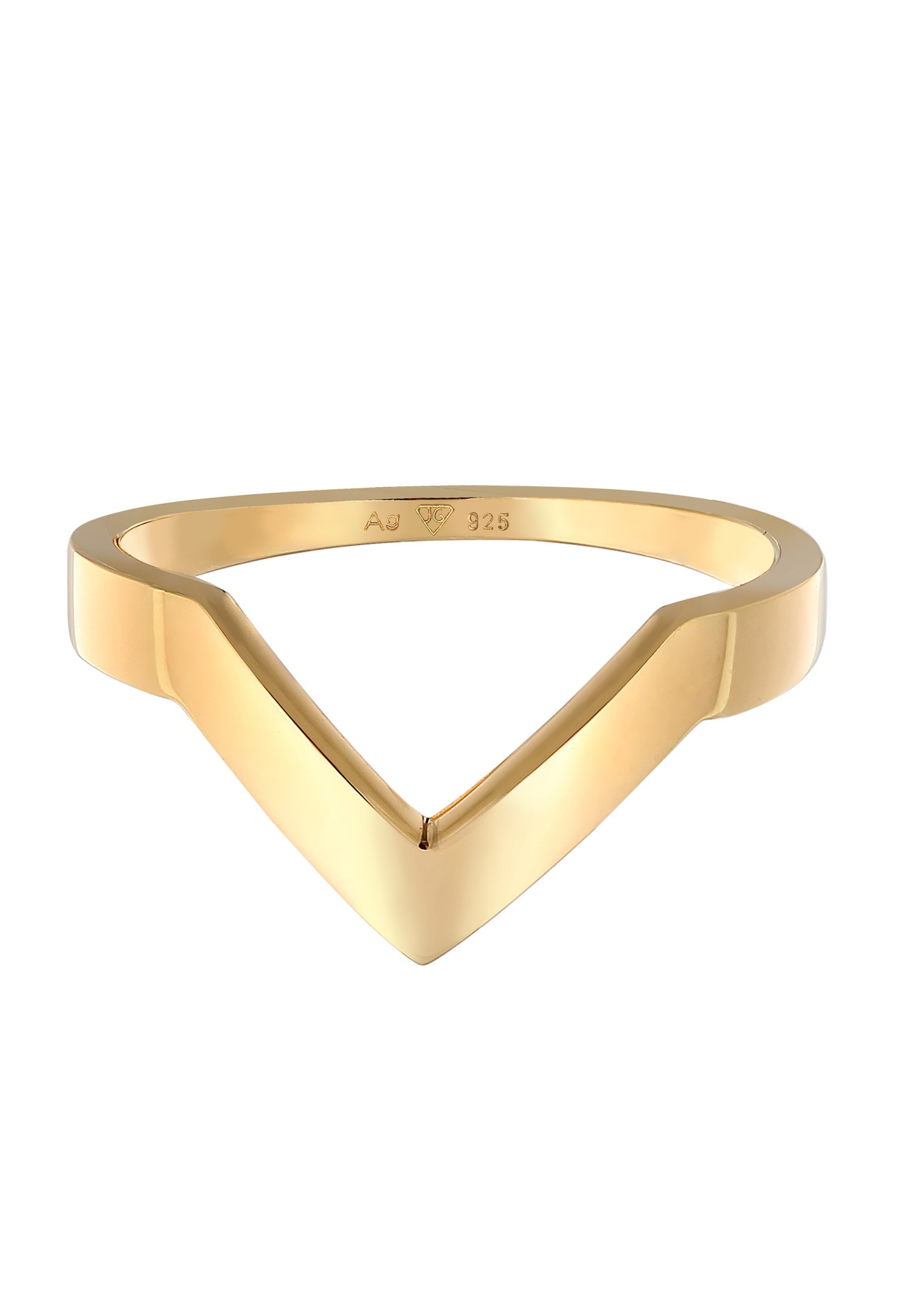 Elli PREMIUM moteriškas V formos „Geo Basic“ žiedas iš 925 prabos sidabro, padengto rodžiu