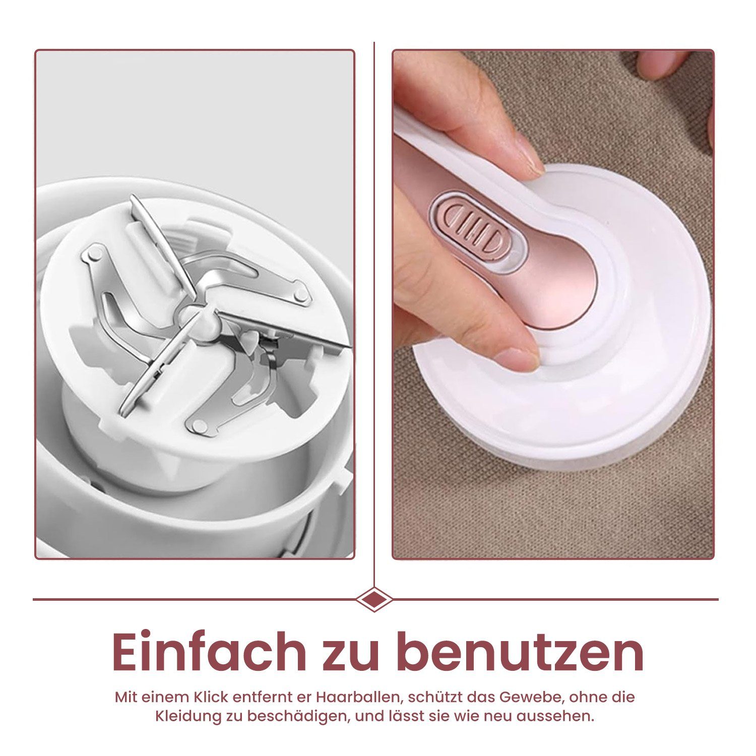 TOPMELON Fusselrasierer mit 2 Scherköpfen Elektrischer Stoff-Flusen-Trimmer