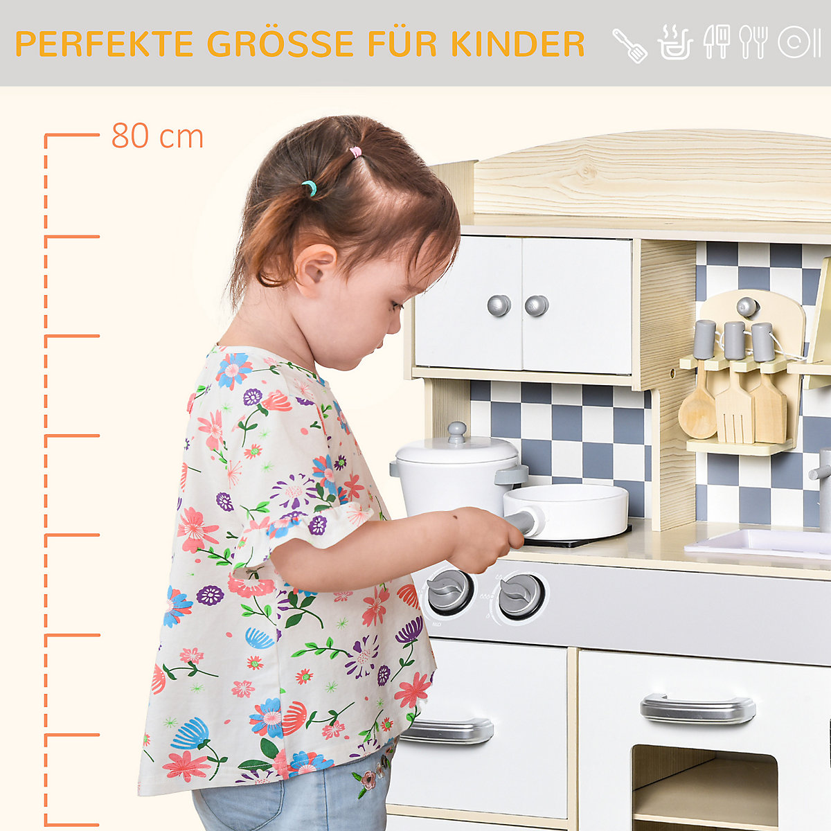 Kinderküchen mit Kochgeschirrzubehör