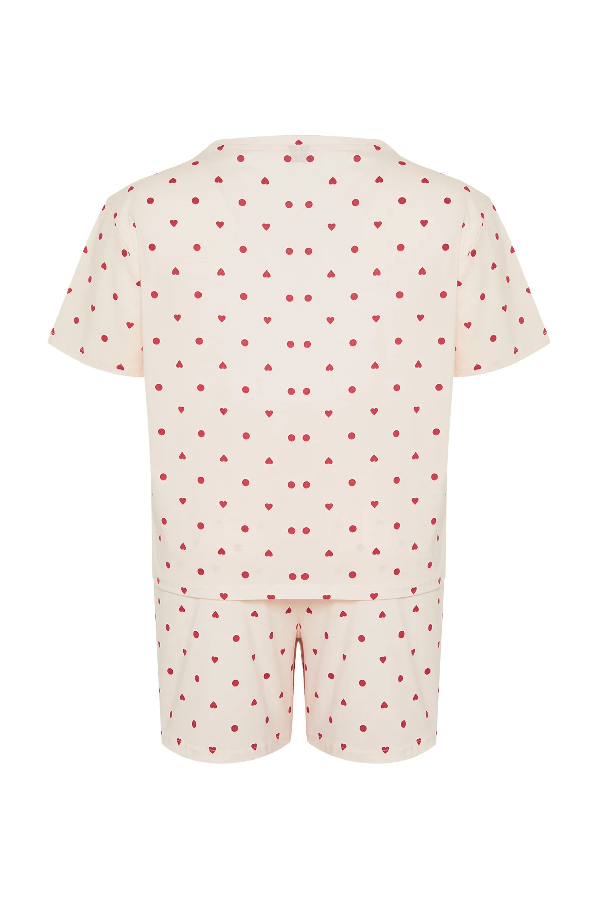 Trendyol Curve  Hellrosa Pyjama-Set aus Strick mit Herzmuster TBBSS24AI00025