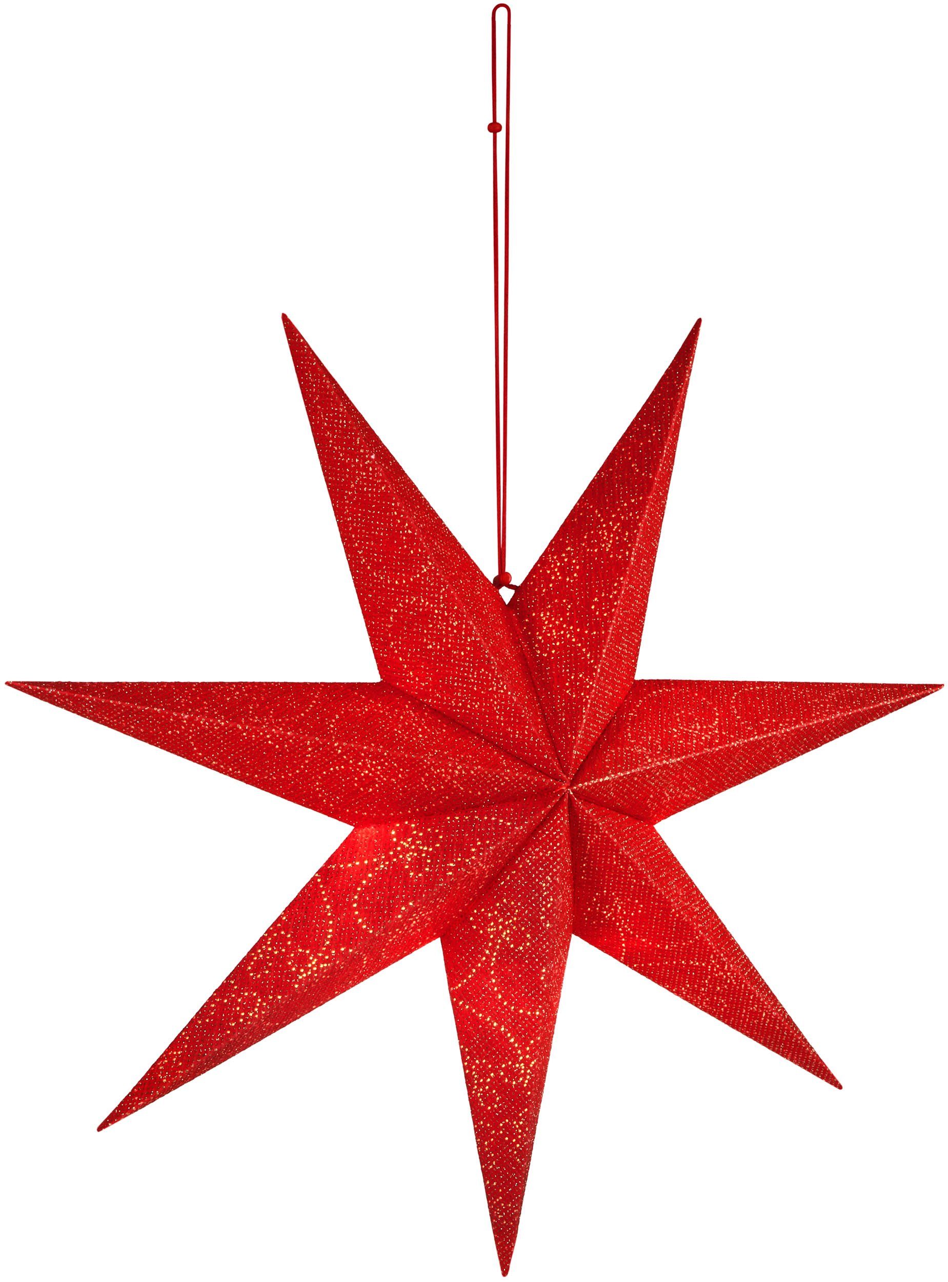 BRUBAKER Dekostern 60 cm Weihnachtsstern für Innen - Adventsstern mit E14 Fassung Hängend, 1 St., 3D Papierstern mit 3,5m Kabel - Fenster Stern Weihnachten Leuchtstern