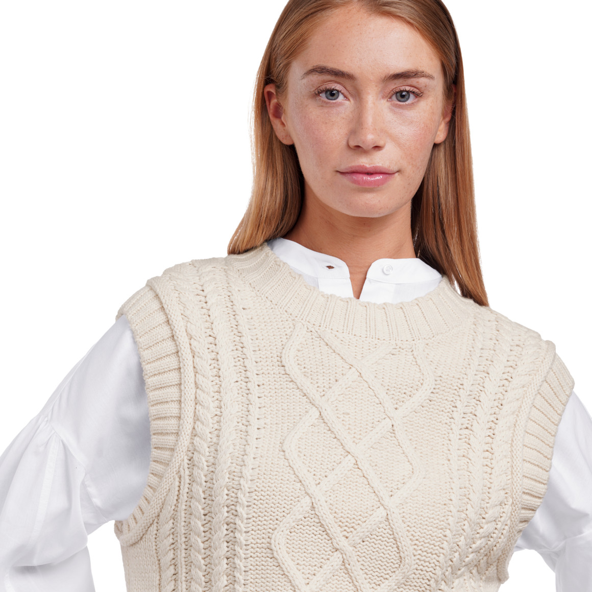 Damen Pullunder mit Zopfmuster