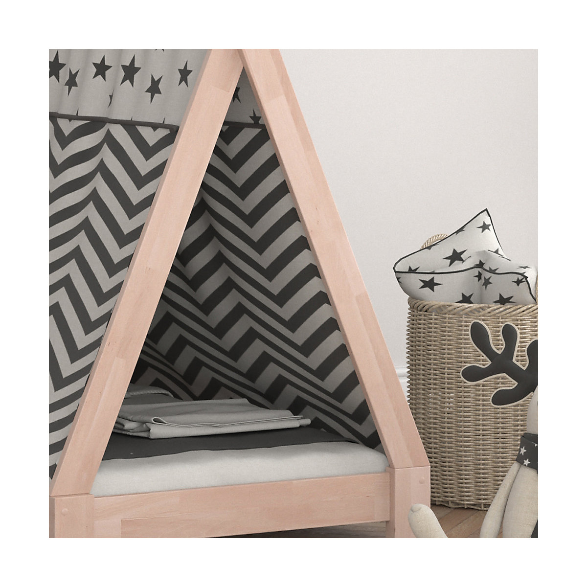 Kinderbett TIPI 80 x 160 cm Natur