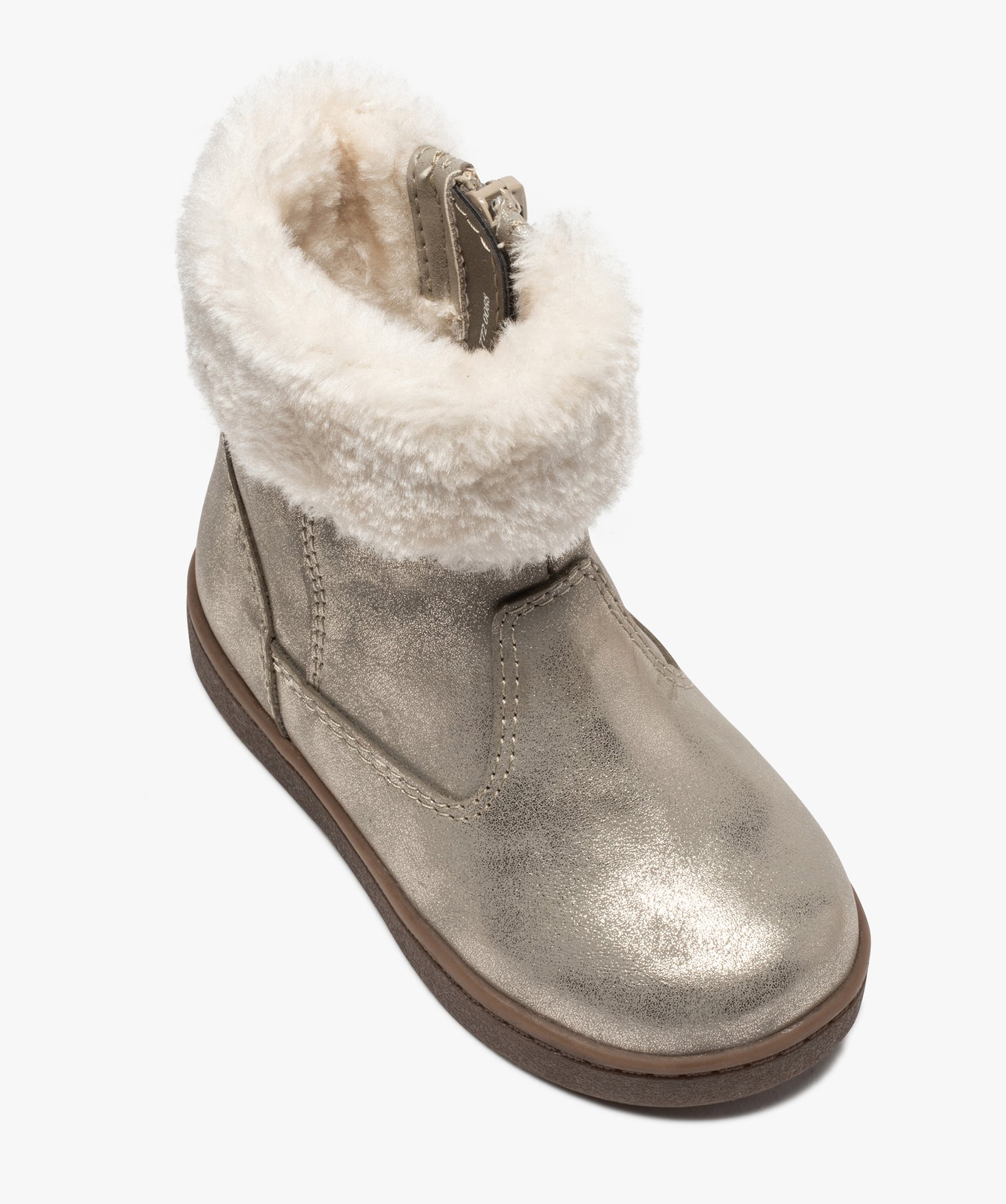 Boots fourrées bébé fille zippées dessus métallisé | GEMO