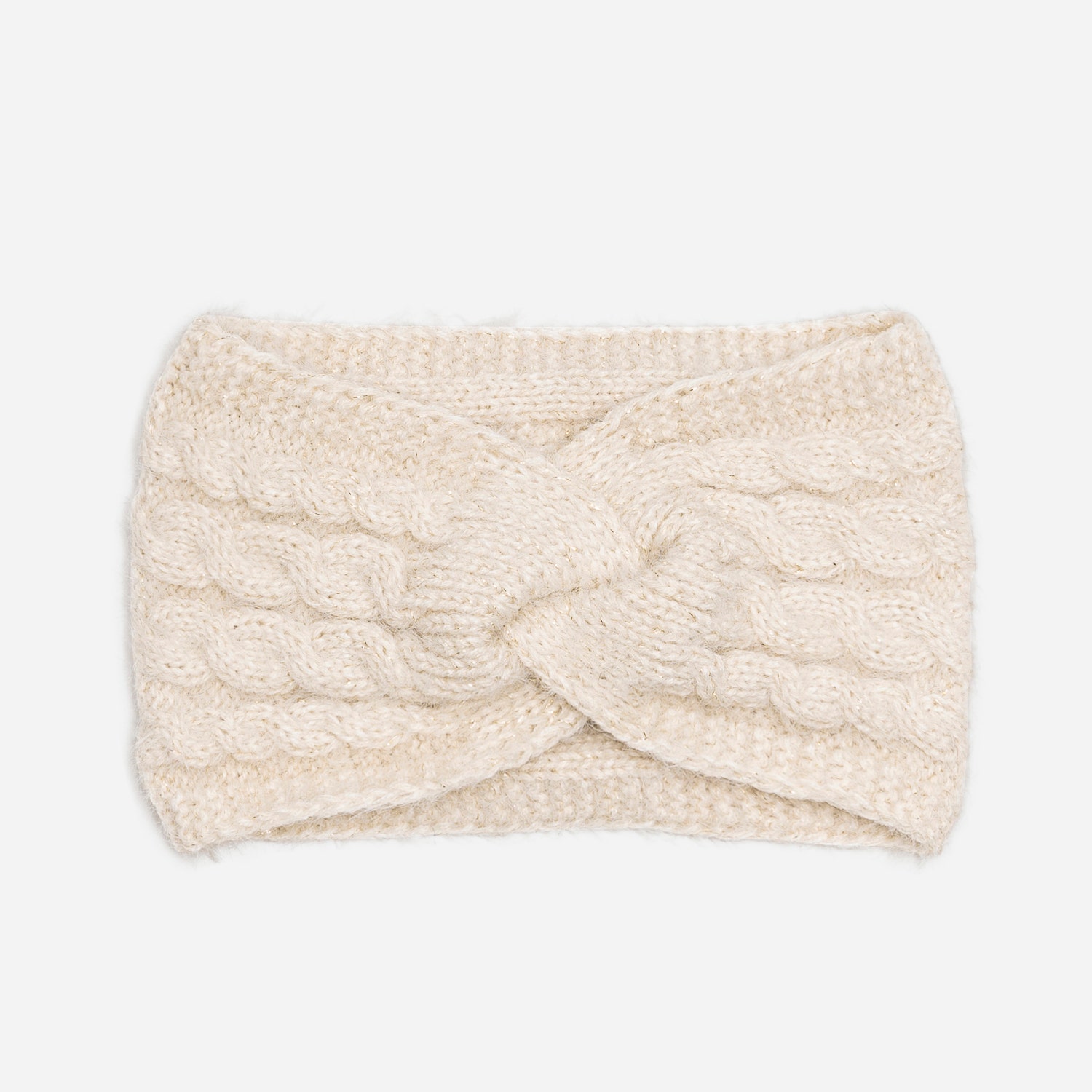 Headband beige en tricot torsadé