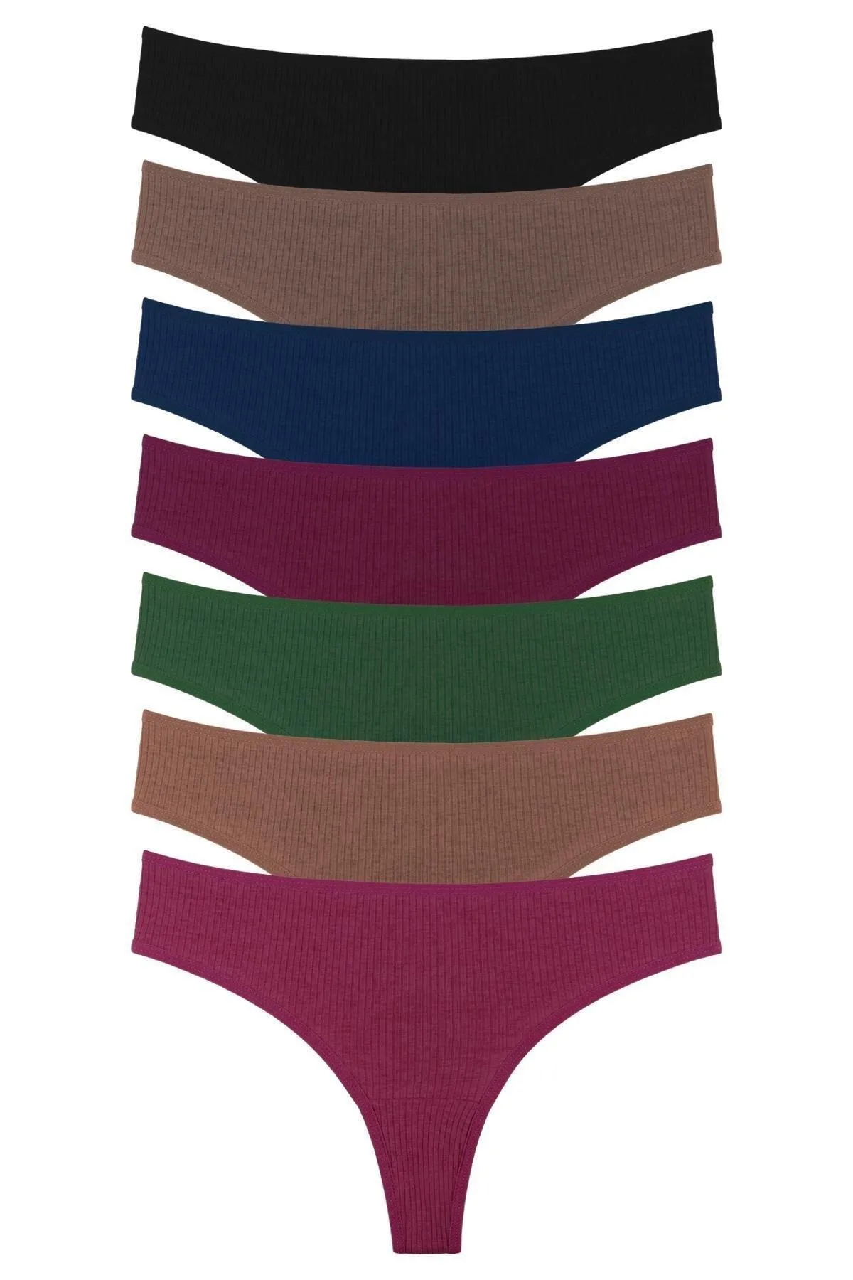 Sensu  Gerippter brasilianischer Tanga für Damen im 7er-Pack