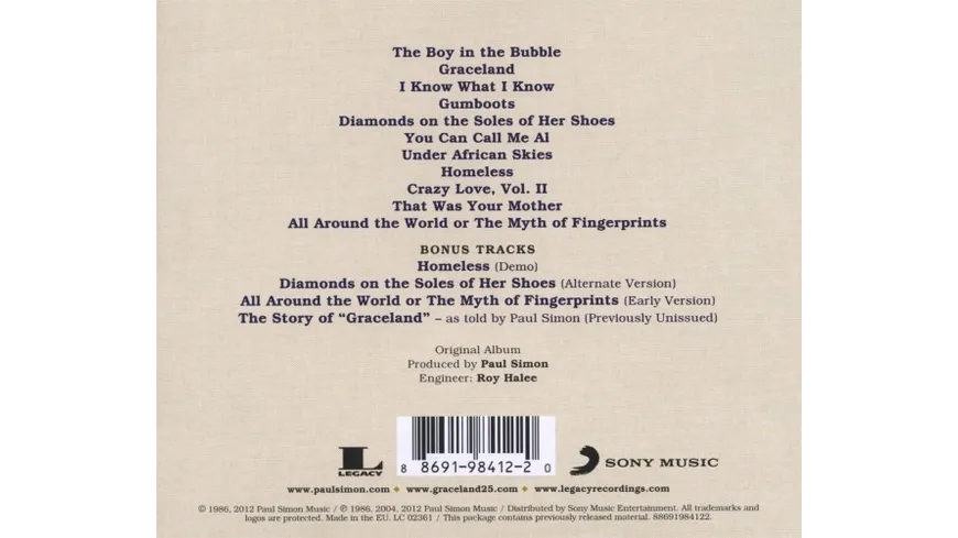 Graceland 25th Anniversary Edition CD