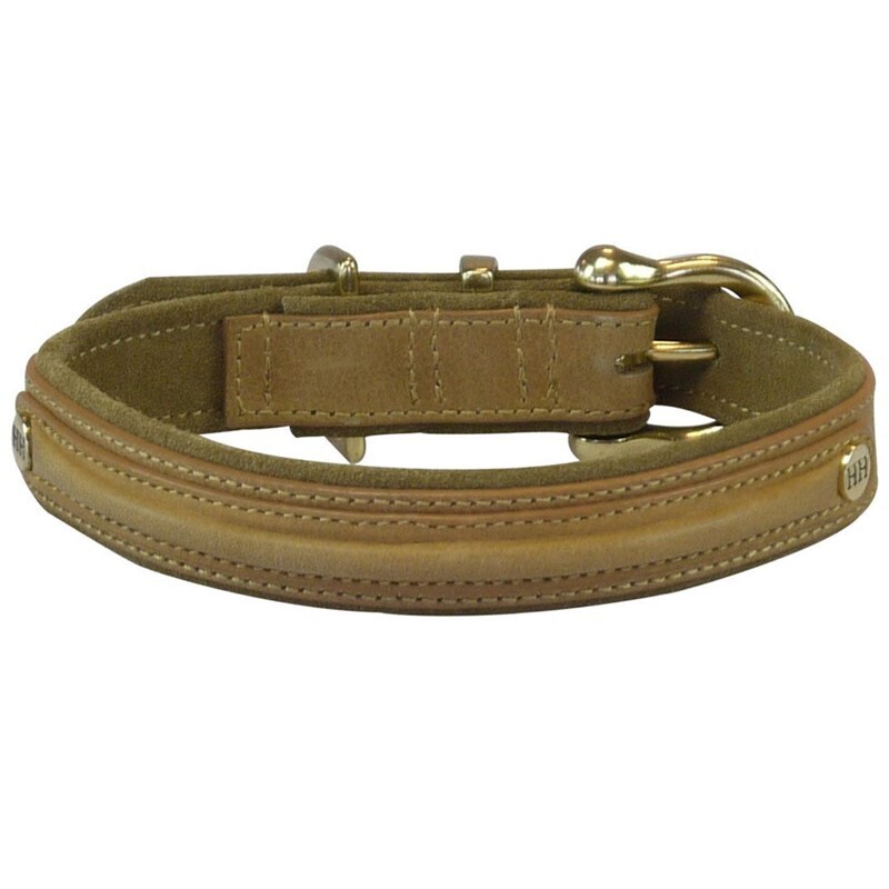 Happy House Hundehalsbänder Happy House Halsband Sattelleder Luxus beige XXL