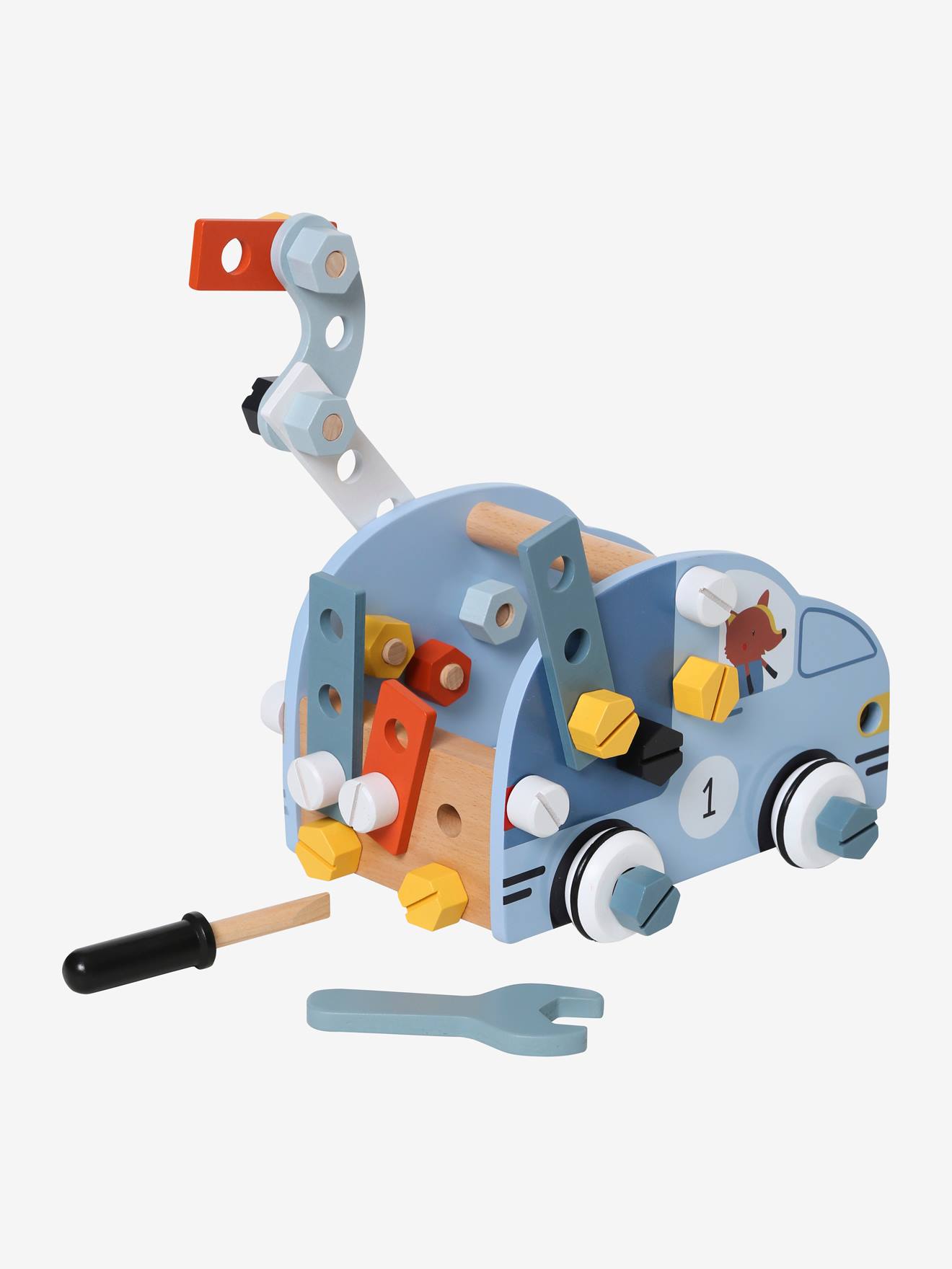 Vertbaudet Bau-Set Auto, Holz FSC - grau