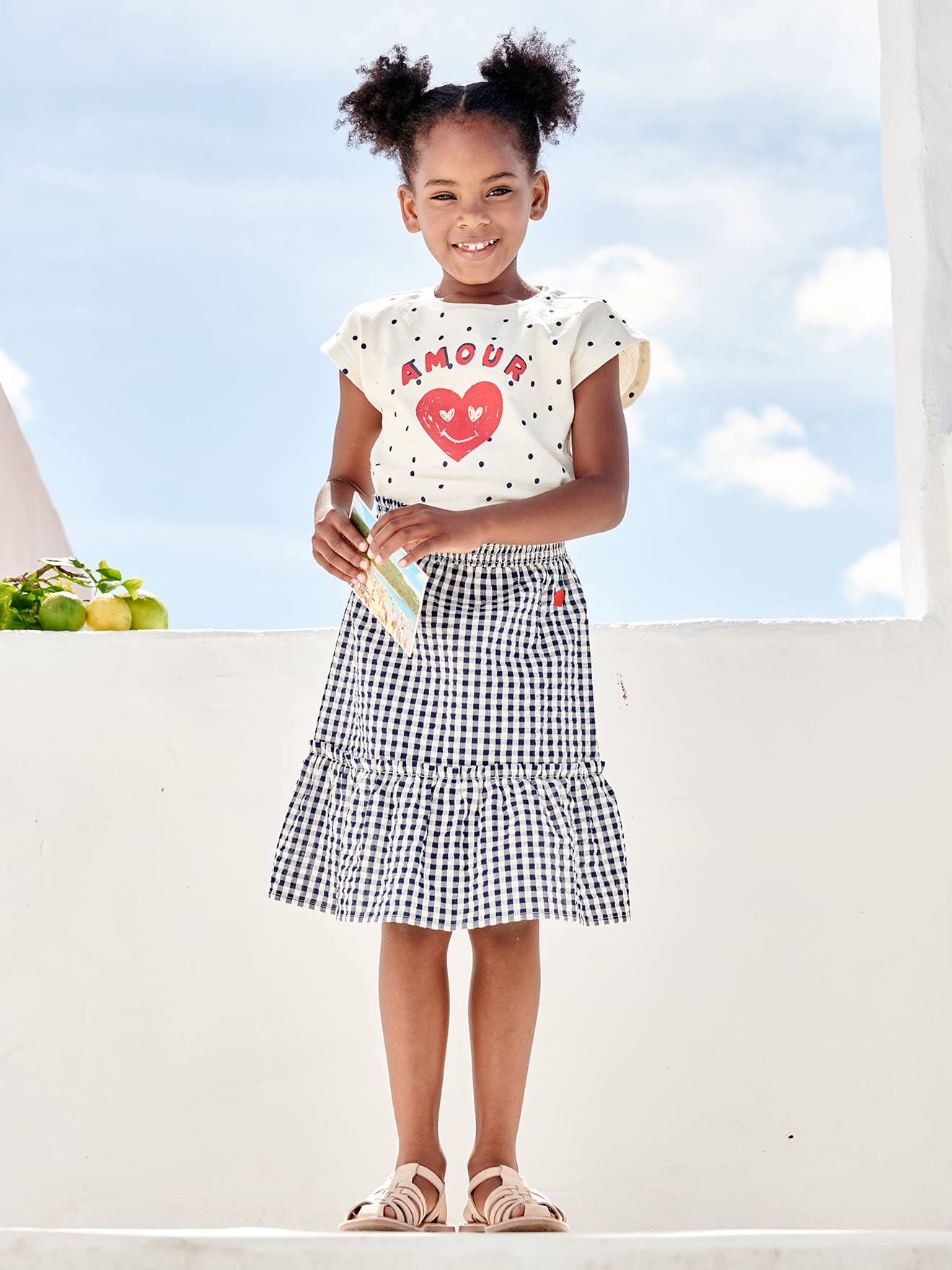 Vertbaudet Mädchen Maxirock - marine kariert
