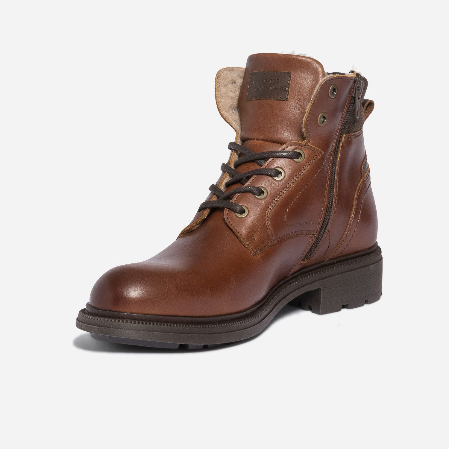 Bottine fourrée marron éco-conçu en cuir