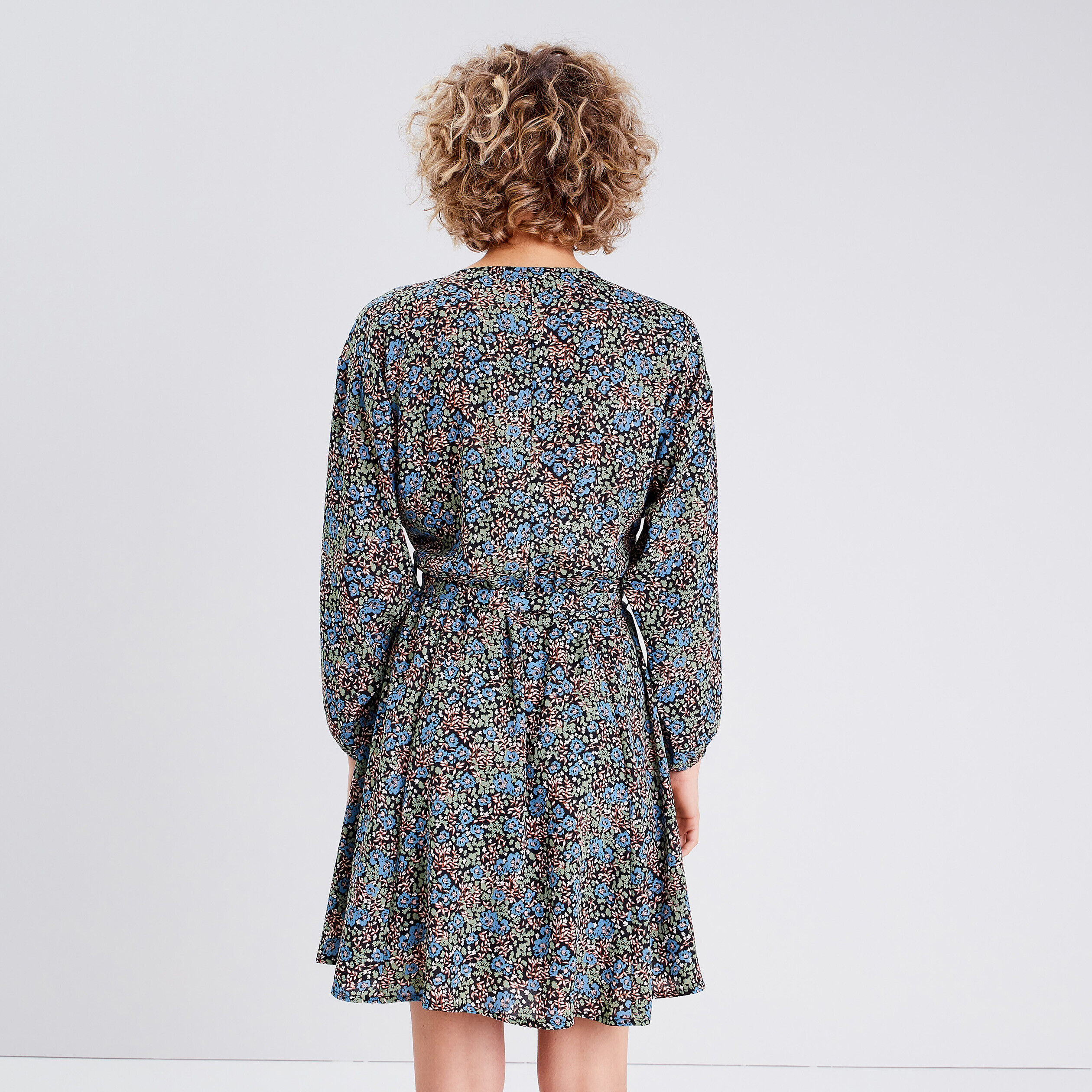 Robe évasée ceinturée denim noir femme | Cache Cache