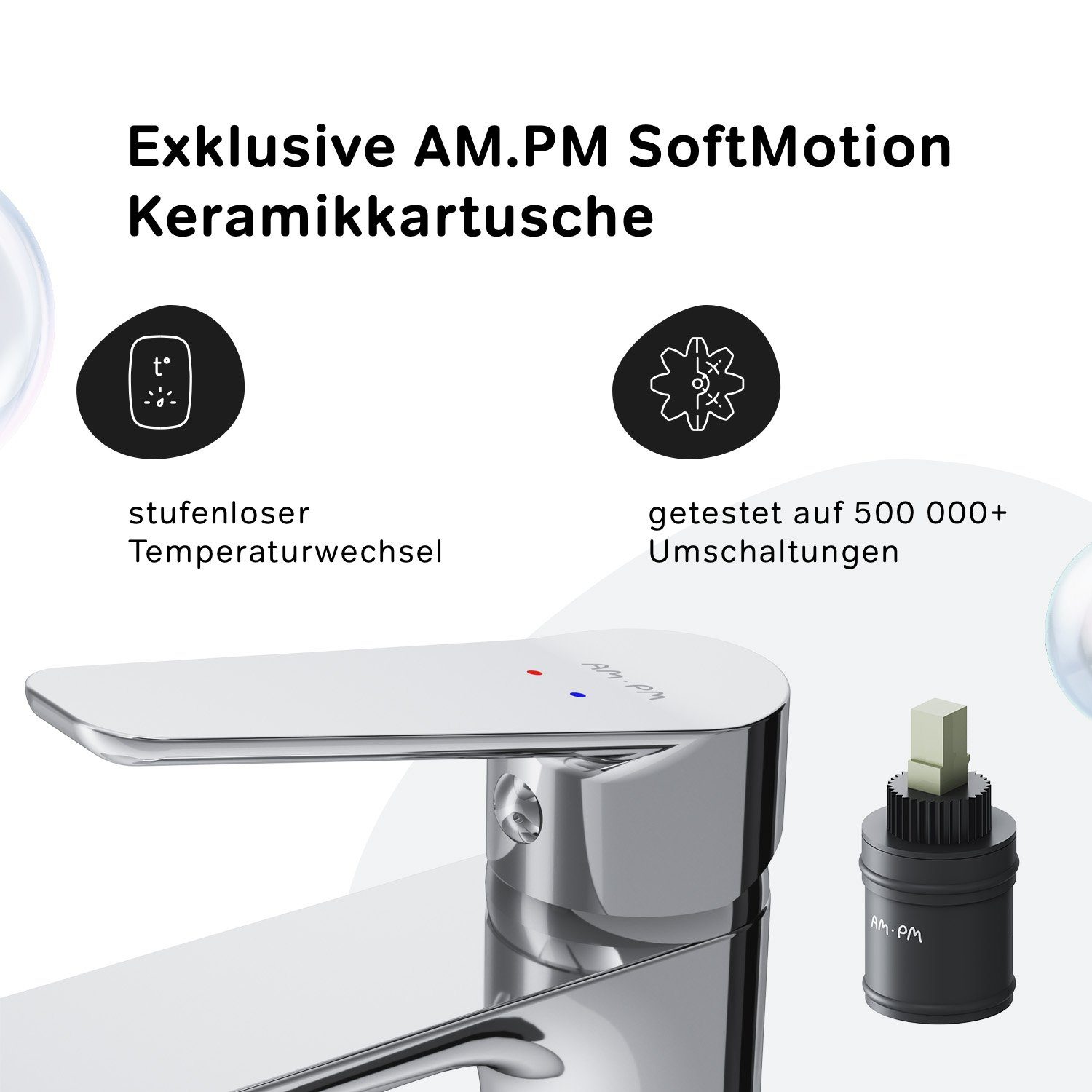 AM.PM Waschtischarmatur Waschbeckenarmatur Hit Waschbecken Wasserhahn Bad (mit Klick-Ablaufgarnitur, Mischbatterie) Waschtisch Mischbatterie Badezimmer Badarmatur
