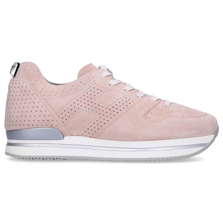 Hogan - Sneaker low H222 Veloursleder Lochmuster Logo altrosa - pink
