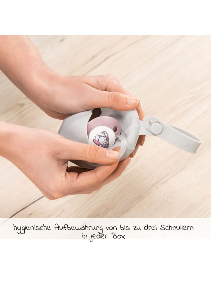 MiaMia Silikon-Schnullerbox / Schnullerhalter in grau günstig kaufen onesize