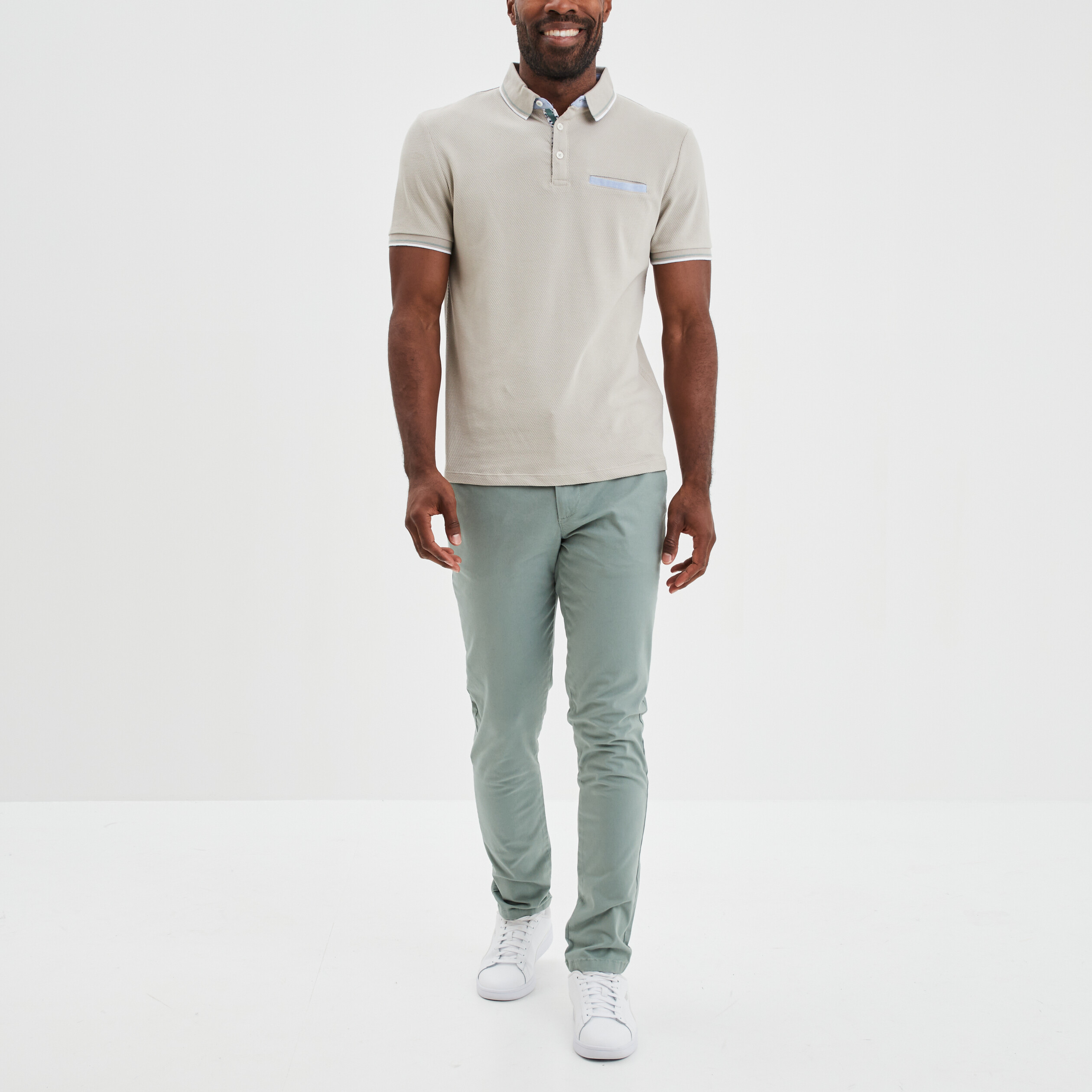 Pantalon chino slim coton vert clair homme | La Halle