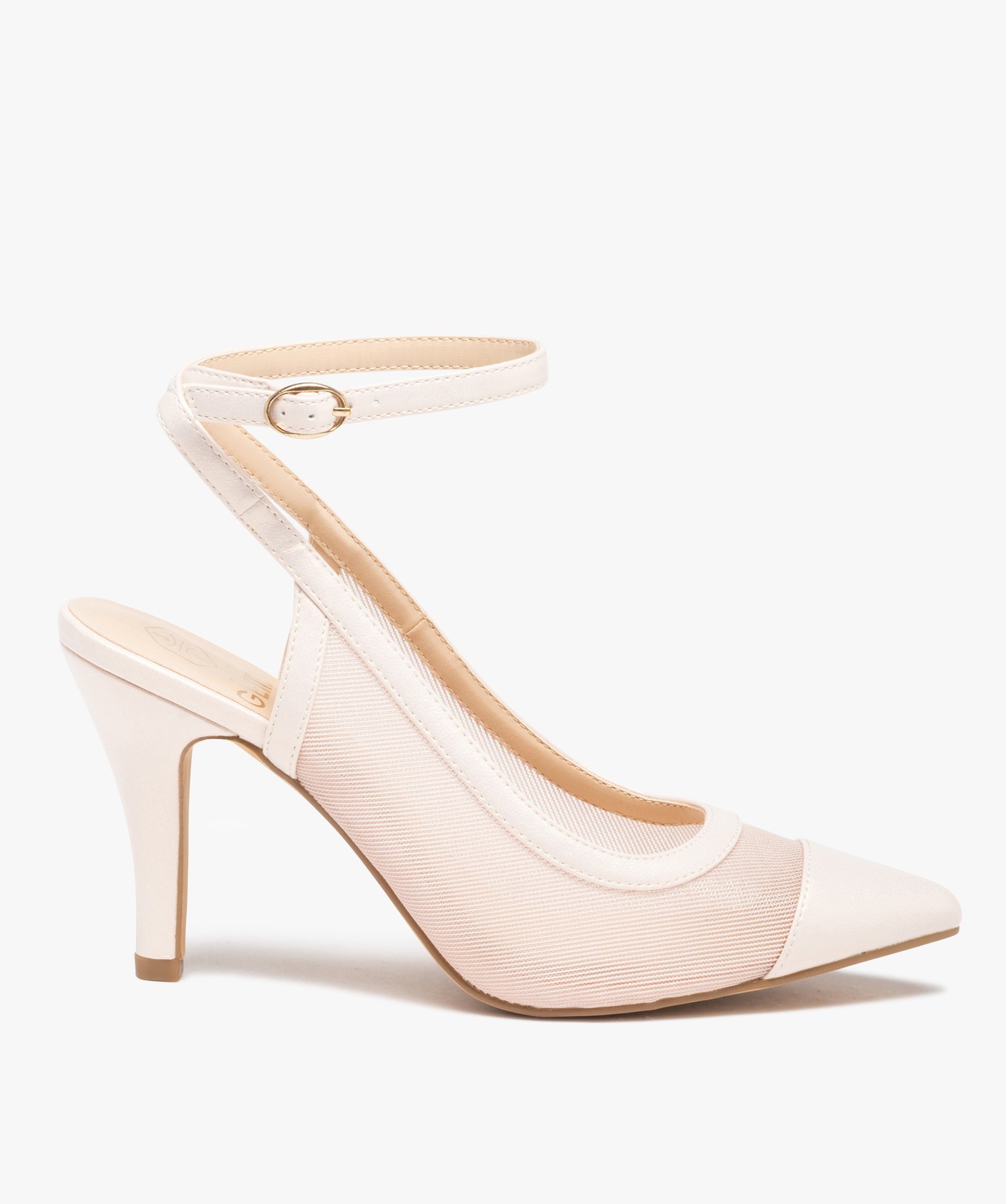 Escarpins femme à bout pointu et empiècement transparent beige | GEMO