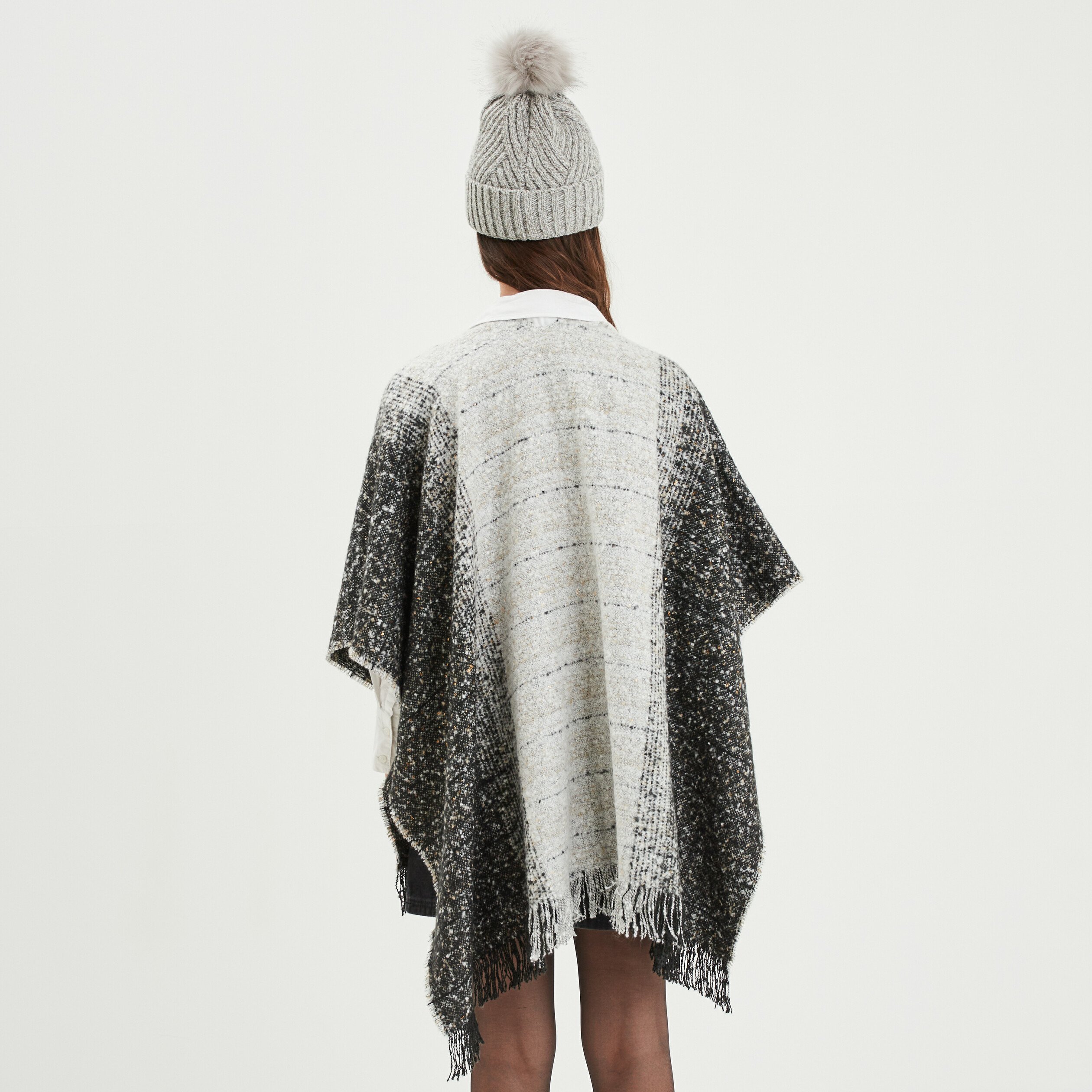 Poncho avec franges multicolore femme | La Halle
