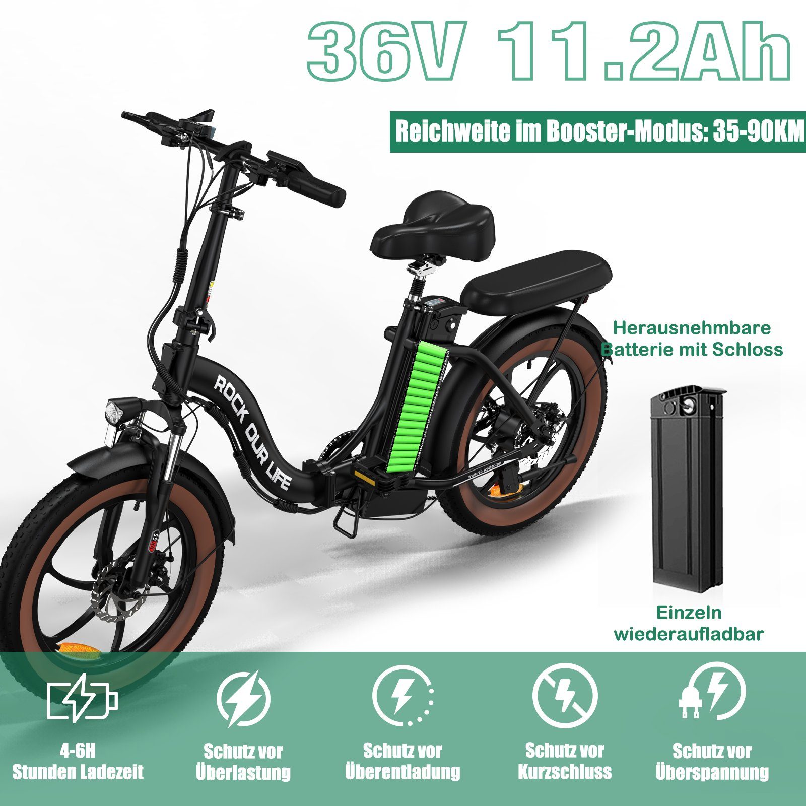 RCB E-Bike RK6S 20 ZOLL, 7 Gang Shimano, 250W Heckmotor, 20