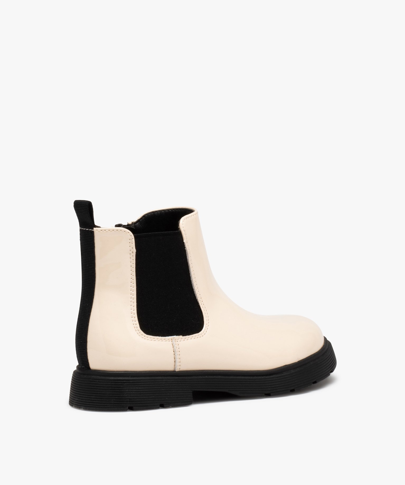 Boots fille unies dessus vernis à semelle crantée beige | GEMO