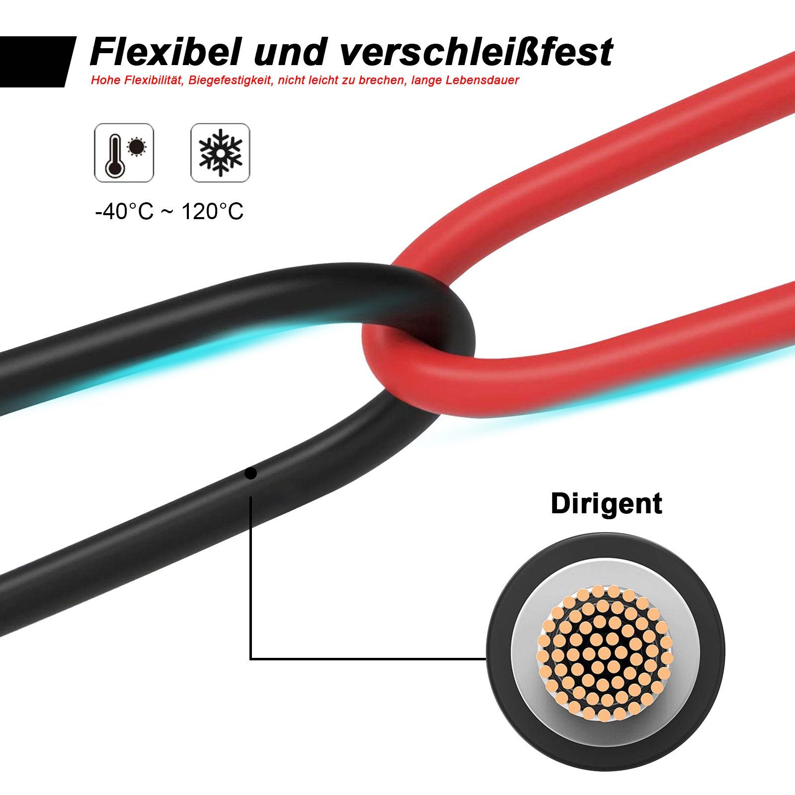 PFCTART Solarmodul 6mm² Solarkabelverlängerung,PV MC4 Photovoltaik Verlängerungskabel