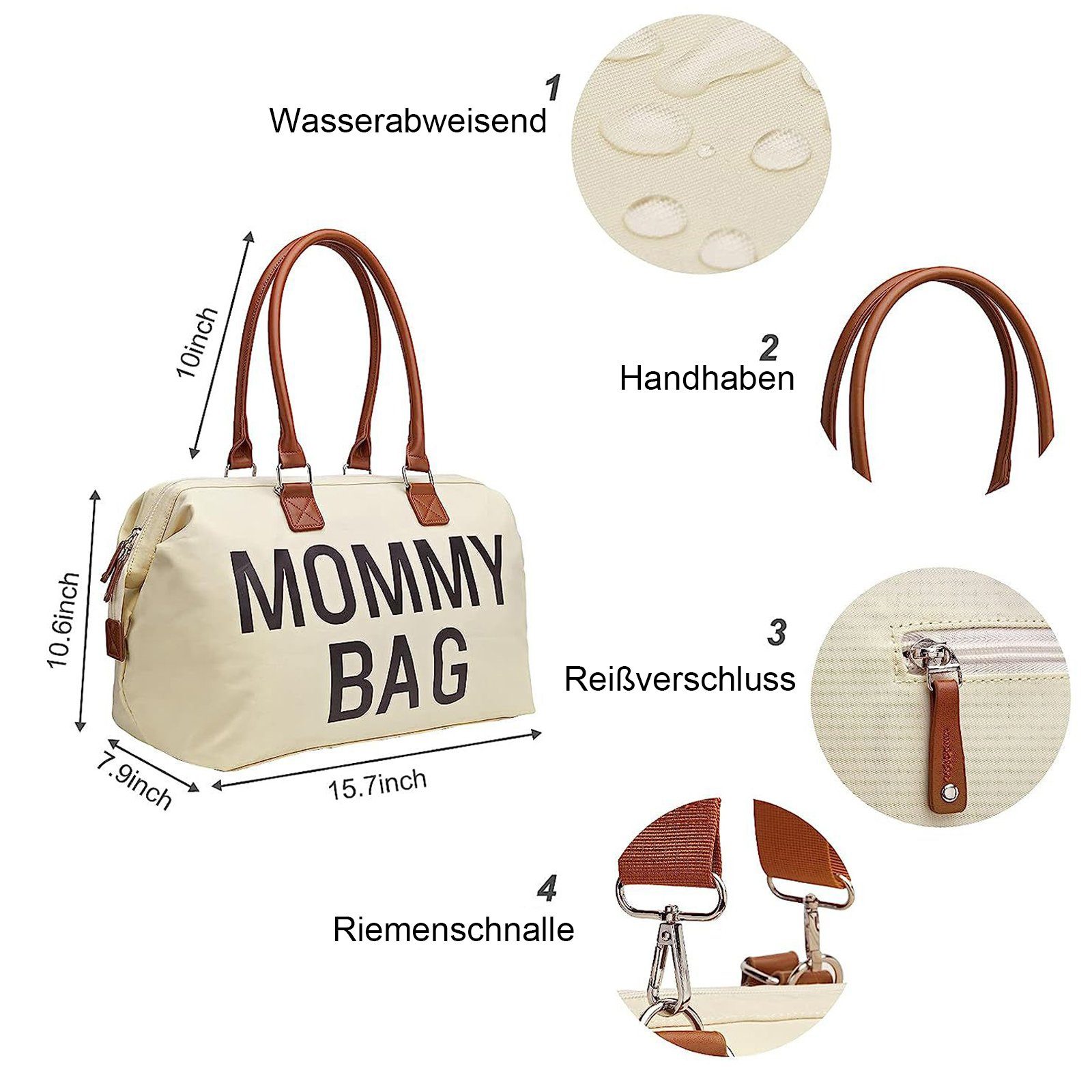 REDOM Wickeltasche Krankenhaus Mama Tasche Krankenhaustaschen Mommy Bag Wickelunterlage (mit Leder Griff, Mit 2 Tasche, Baby-Wickeltasche), Multifunktional Reisetasche für Mama Papa und Jungen Mädchen