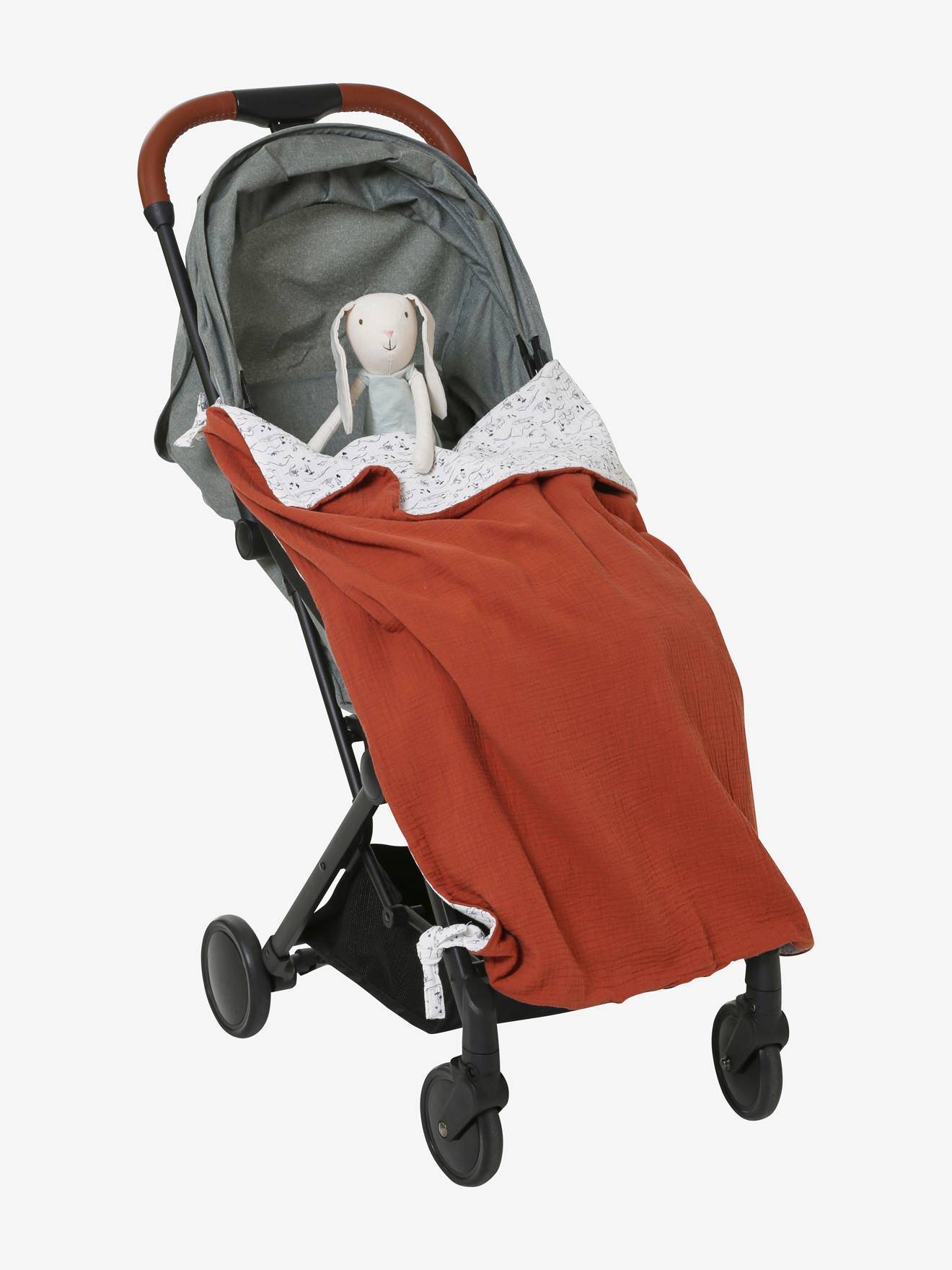 Vertbaudet Baby Decke, wendbar Oeko-Tex, personalisierbar - wollweiß herzen