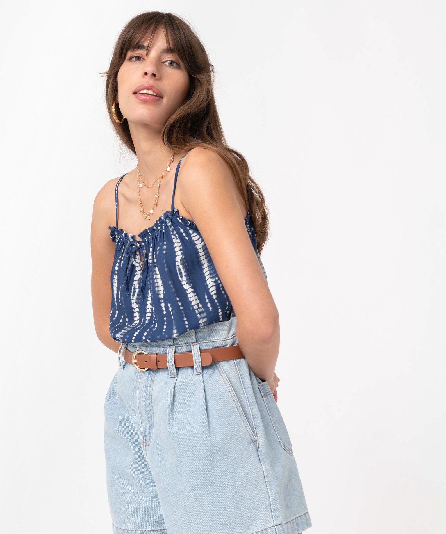 Blouse femme à bretelles fines imprime | GEMO