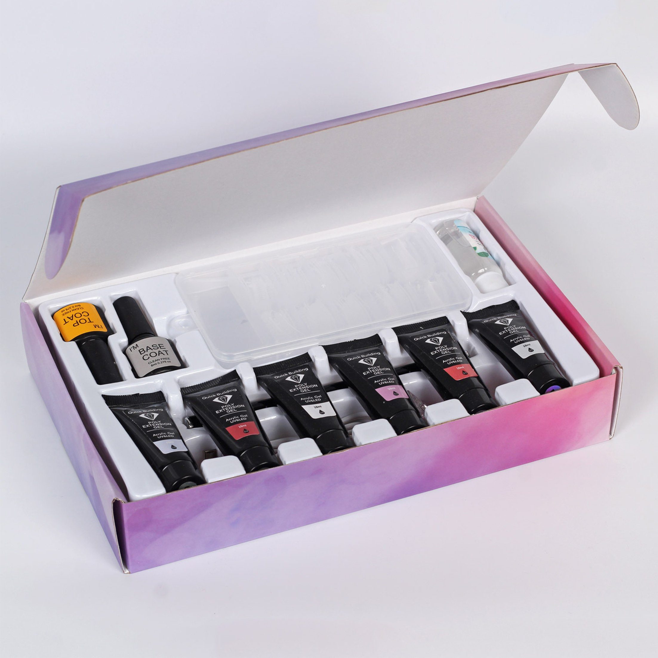 Scheiffy Gel-Nagellack Nagelverlängerung Gel,Nail Art Set,6 Farben Lampe zum Backen,15ml