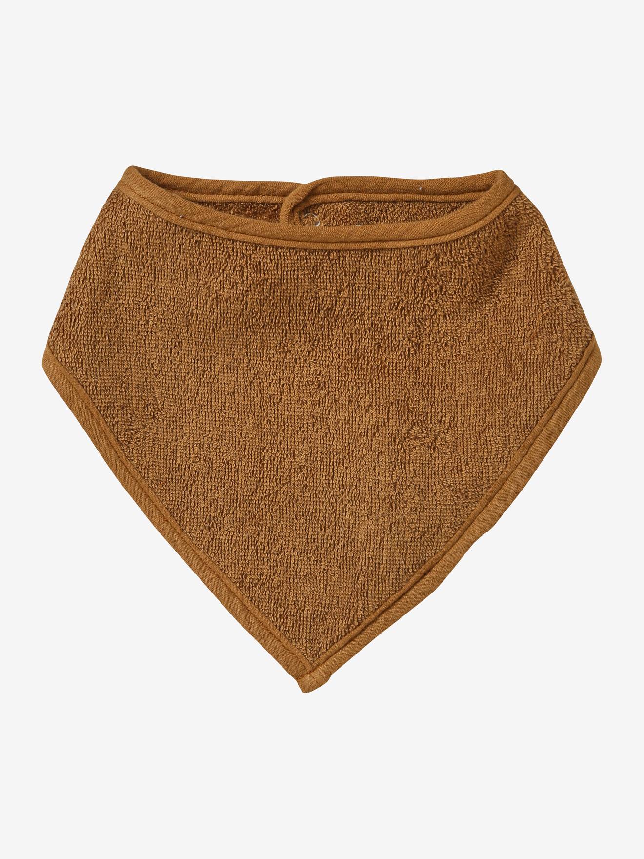 Lot de 3 bavoirs bandanas en éponge et gaze de coton caramel