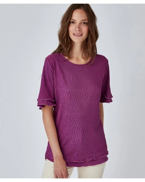 Tee-shirt maille plissée esprit volants