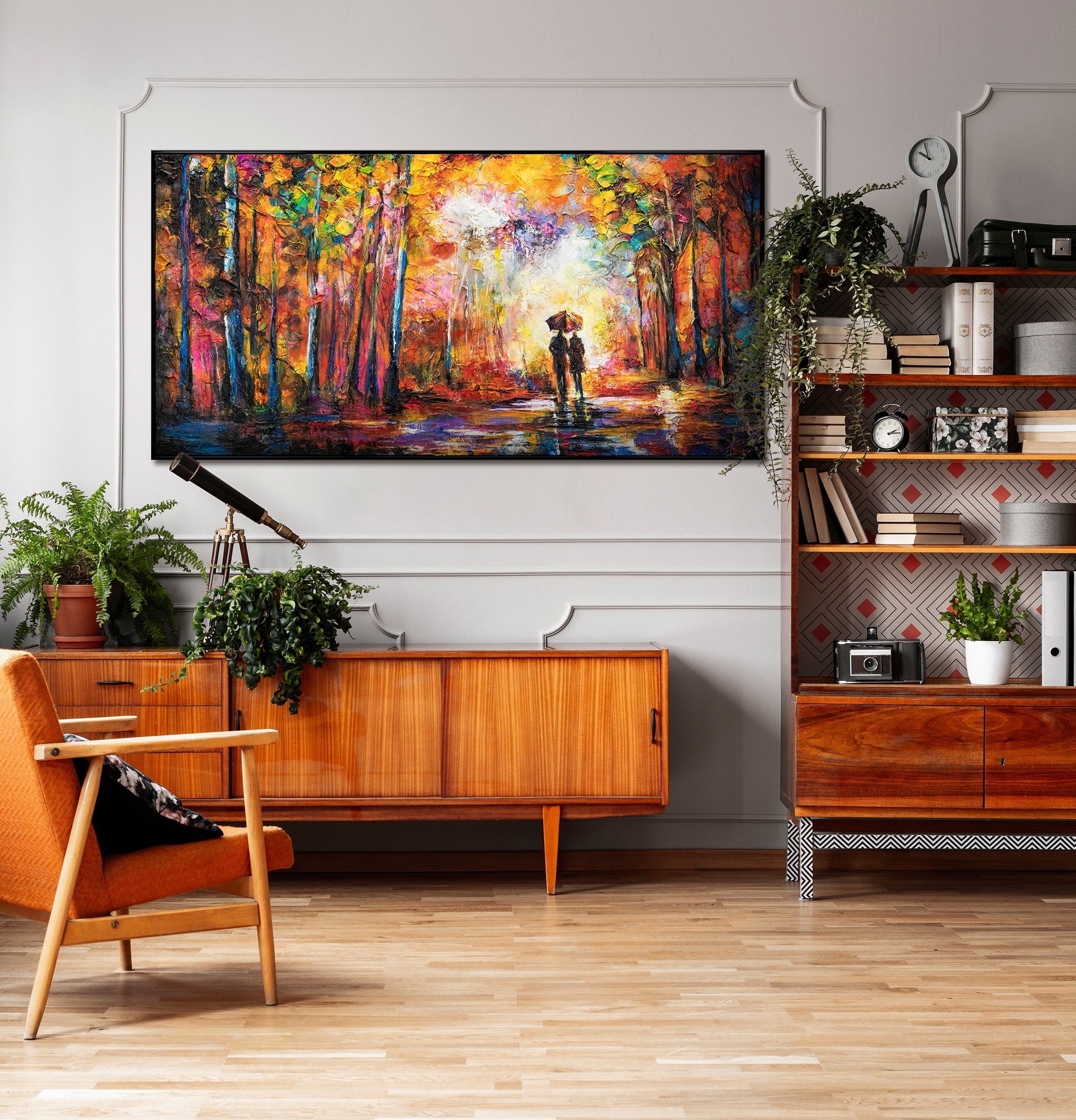 YS-Art Gemälde Erschaffung, Romantisches auf Leinwand Bild Handgemalt Pärchen mit Rahmen