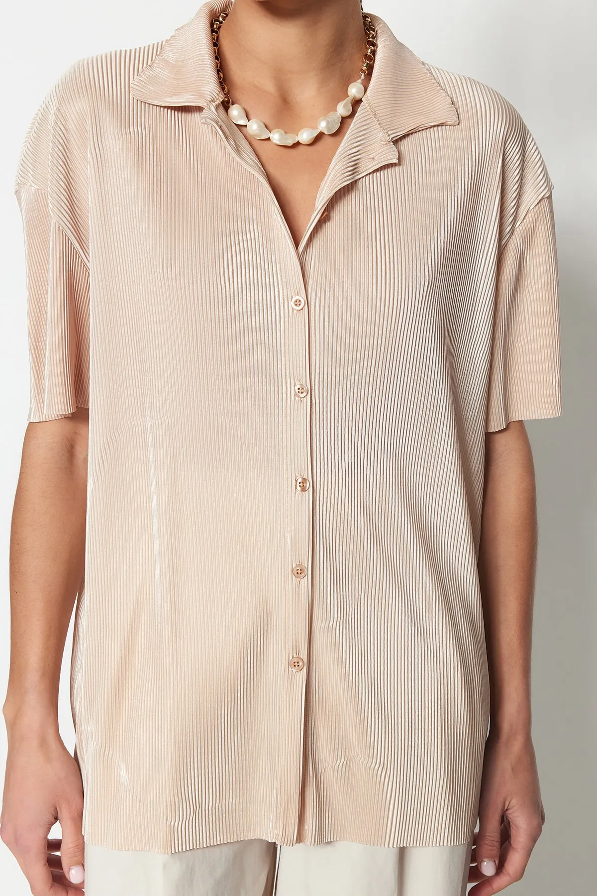 Trendyol Collection  Hemd - Beige - Relaxed Fit