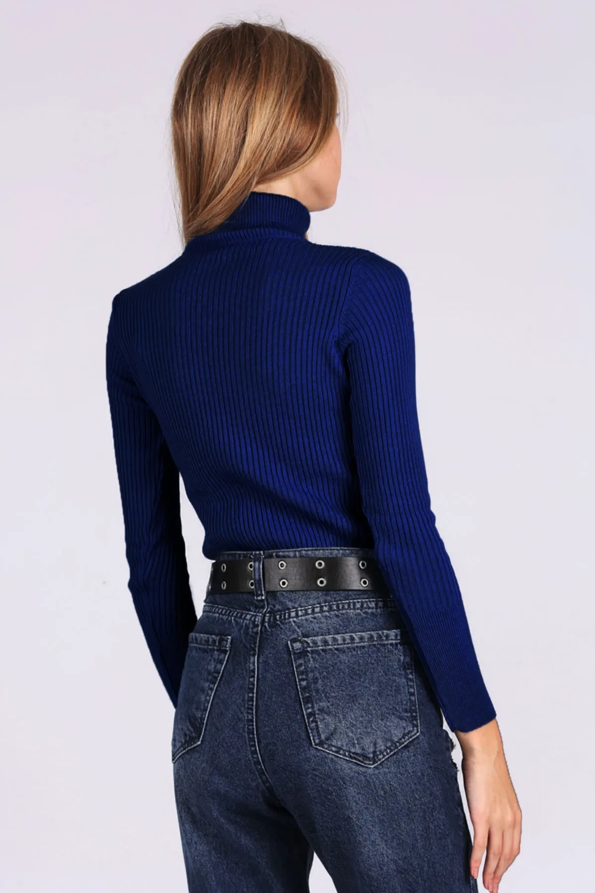 Bigdart  10311 Zweiteiliger Rollkragenpullover in Weiß und Indigo