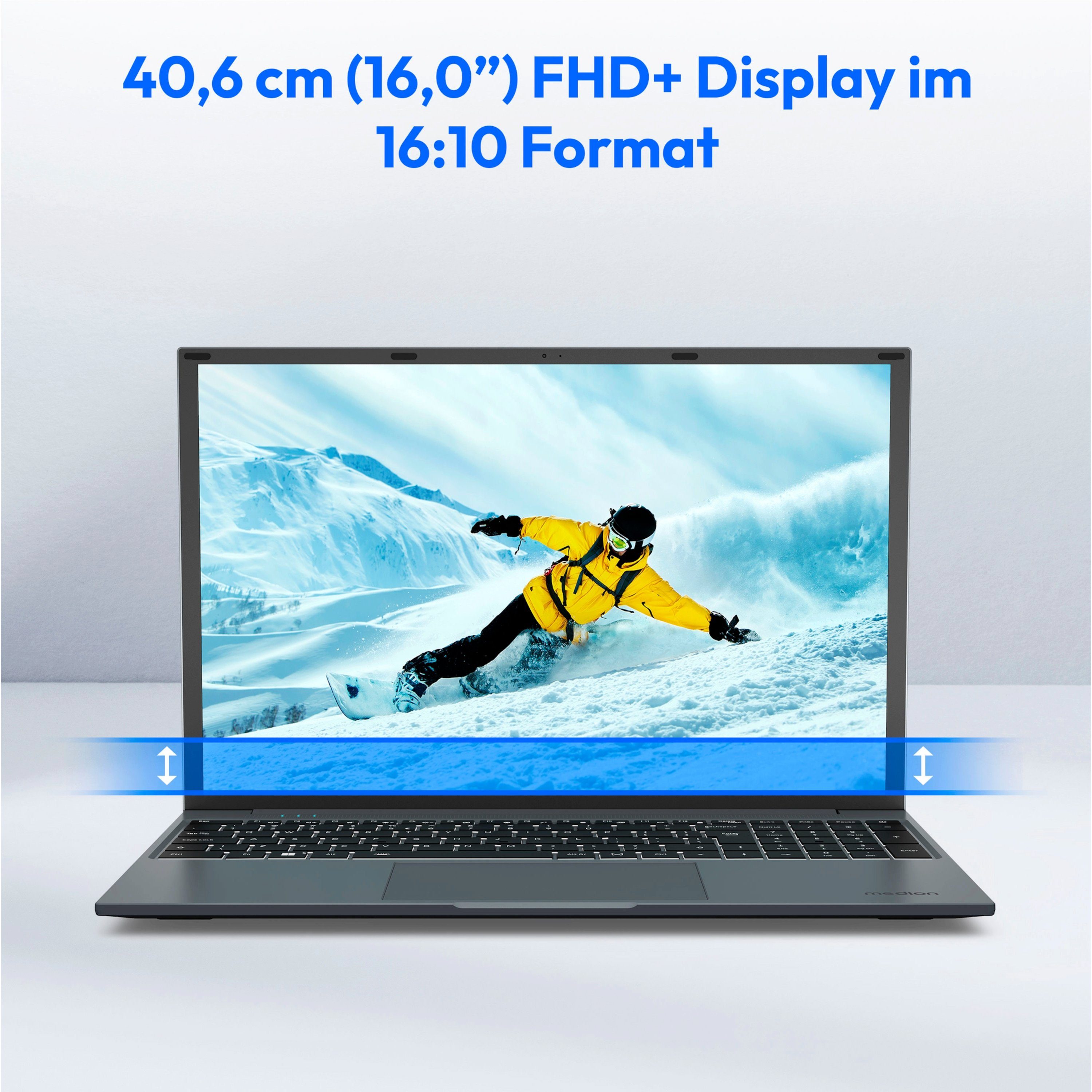 Medion® E16433 Notebook (40.6 cm/16 Zoll, Intel Core i5 1235U, Intel® UHD, 1000 GB SSD, Full-HD Display, 8GB, Windows 11, MD62599)