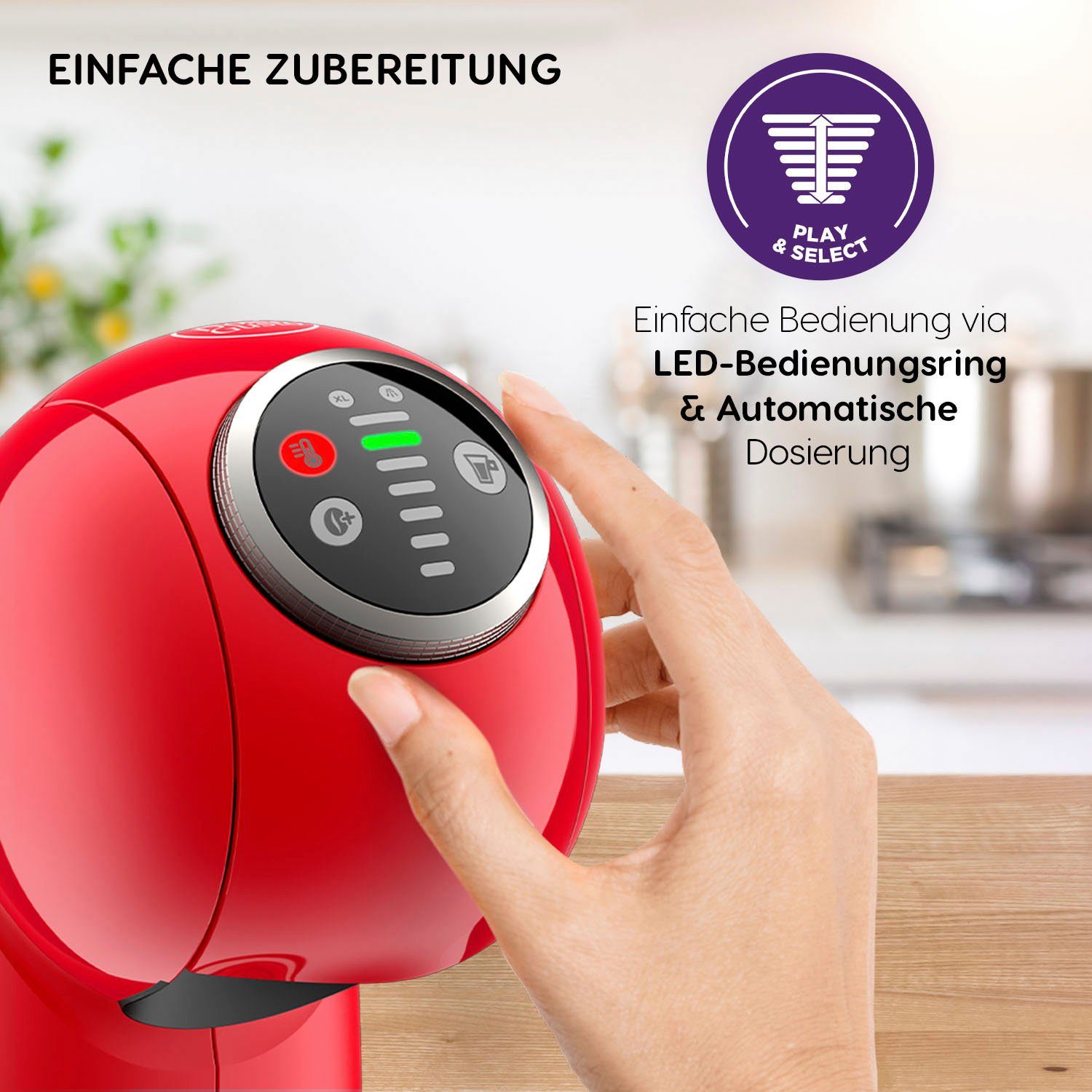 NESCAFÉ® Dolce Gusto® Kapselmaschine KP3405 Genio S Plus, Temperaturwahl, automatische Abschaltung, 0,8 Liter Wassertank