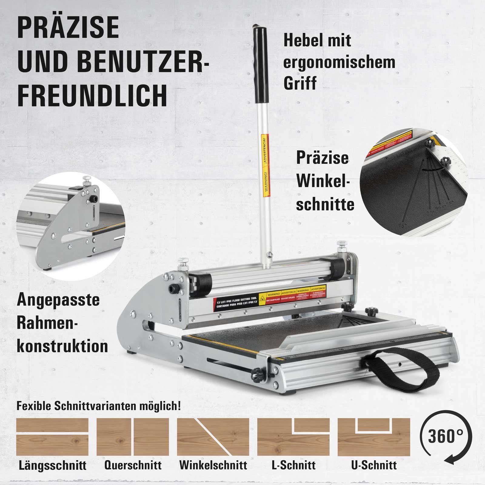 BAUTEC Laminatschneider Designcutter L-360°  Vinyl + Laminat  330mm  Längsschnitte möglich, max. Schnittbreite: 33 in cm, Komplett-Set, GS-TÜV geprüft