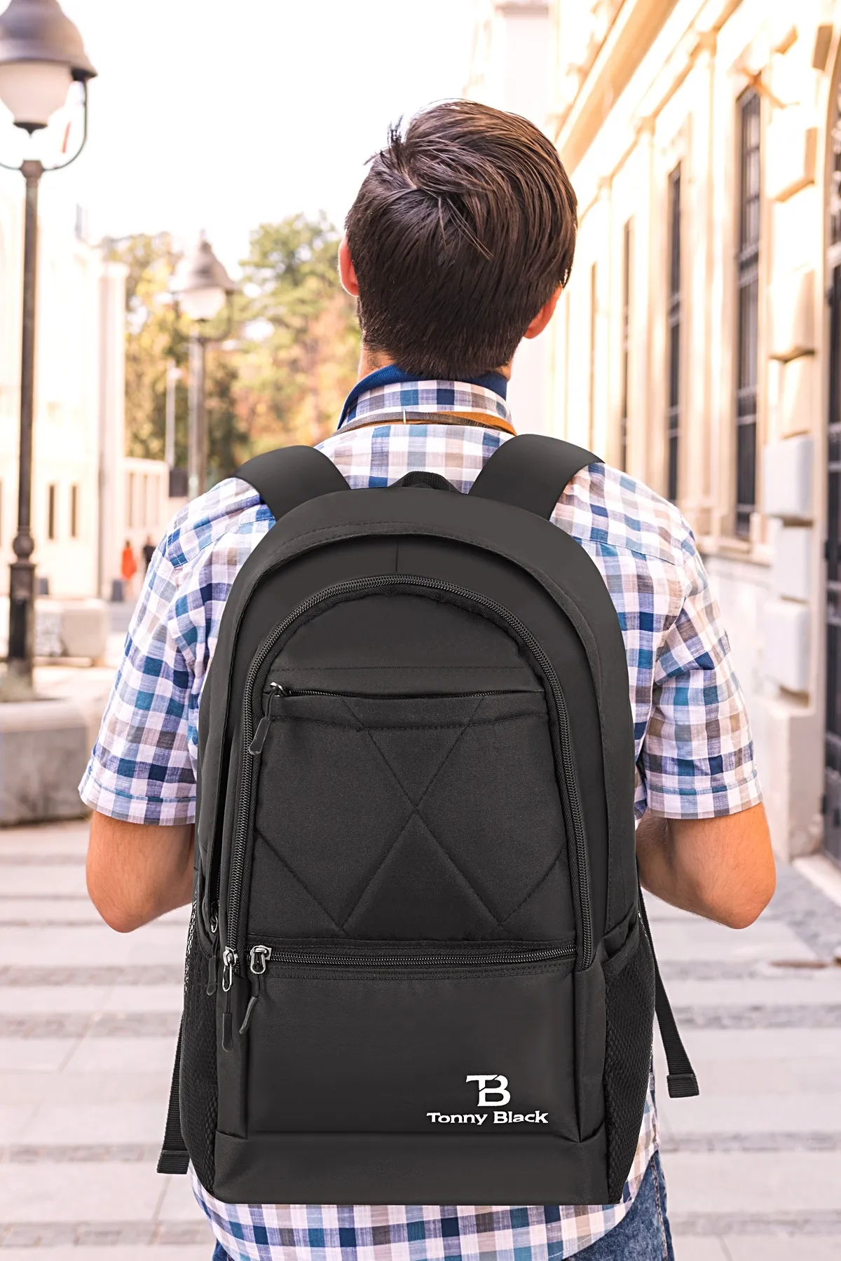 Tonny Black  Original 15,6" Unisex Orthopädischer Rücken gestützter Rucksack mit Laptopfach für Notebook-Computer