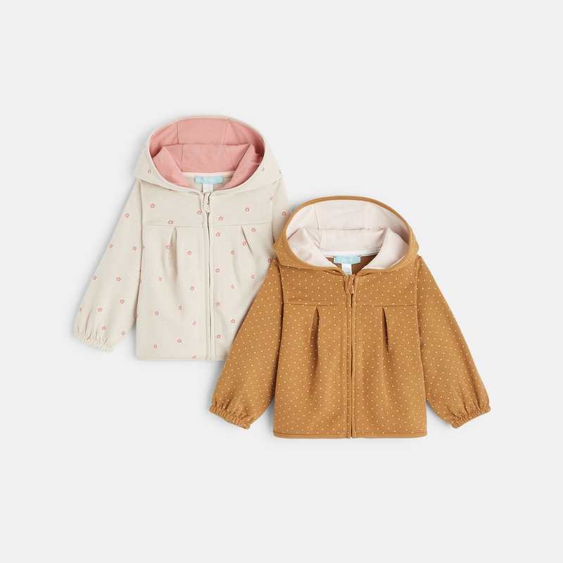 Sweat zippé à capuche molleton (lot de 2) rose bébé fille
