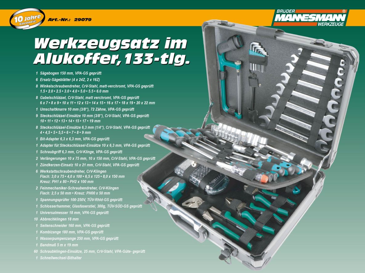 Brüder Mannesmann 29079 Caja de cambios 133 piezas